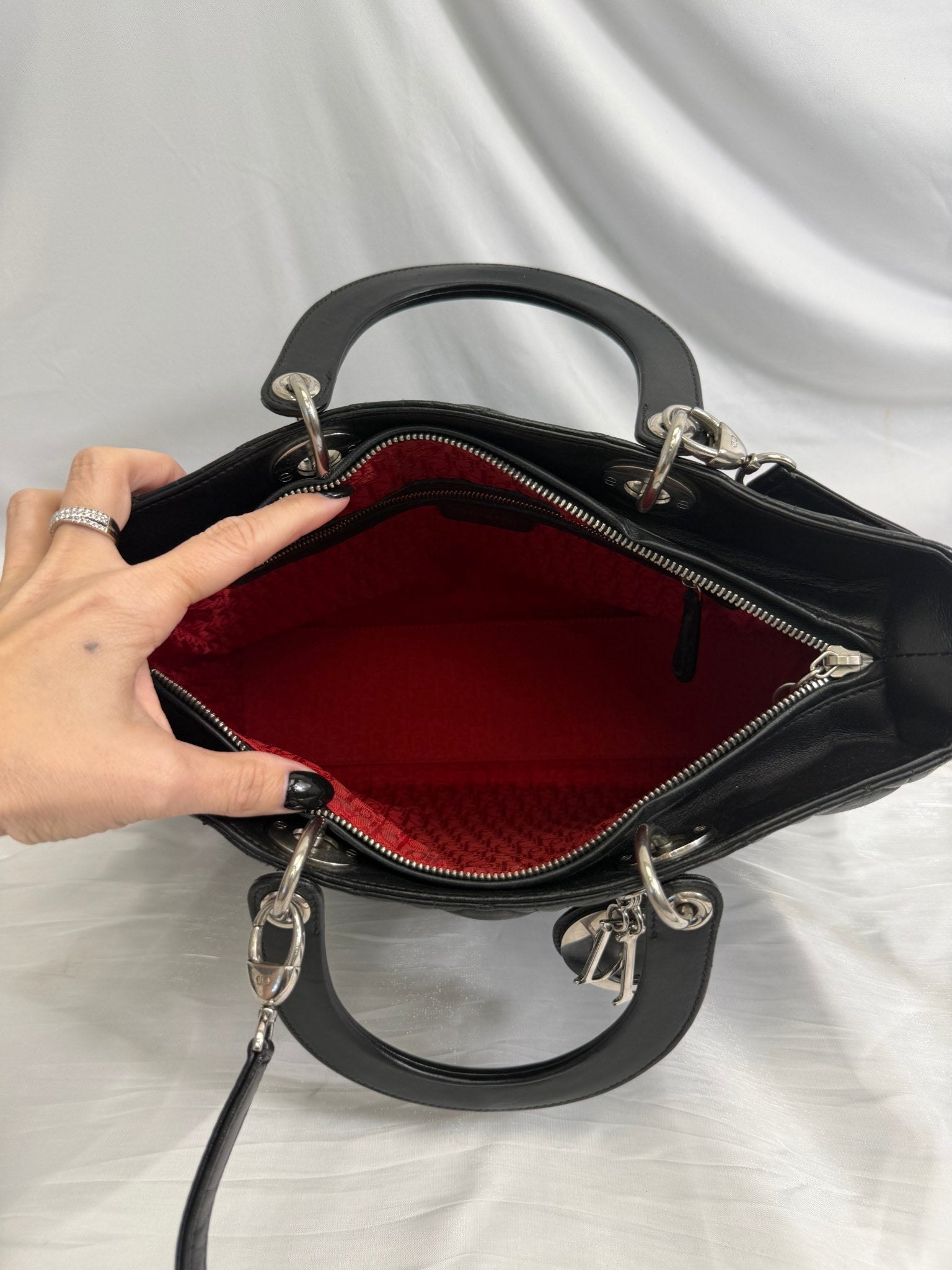 Christian Dior Black Cannage Lambskin Large Lady Dior