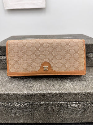 Celine Light Brown Macadam Coated Canvas Long Wallet