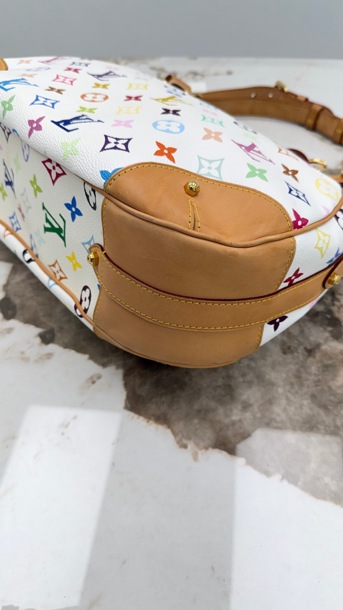 Louis Vuitton White Multicolor Monogram Greta Shoulder Bag