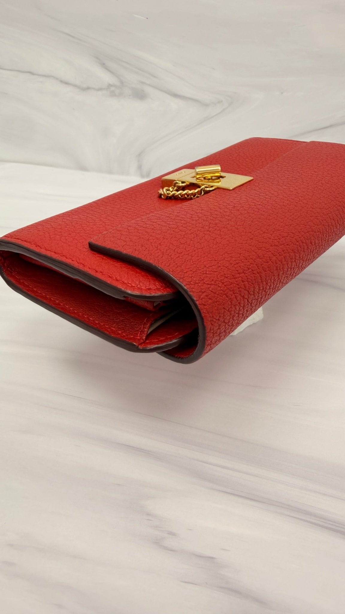 Chloe Red Grained Leather Long Wallet