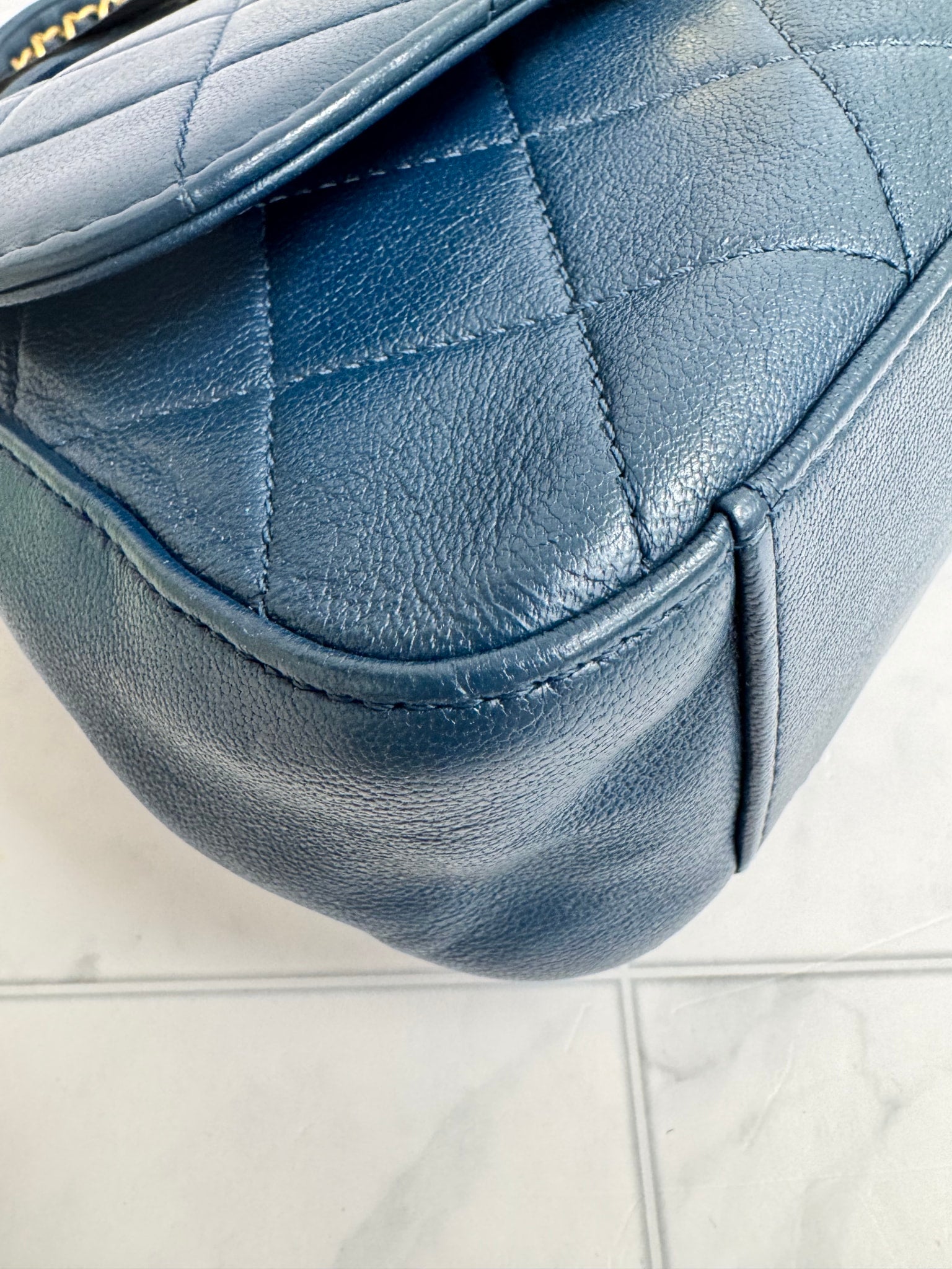 Chanel Blue Quilted Leather Infinity Top Handle Flap Bag