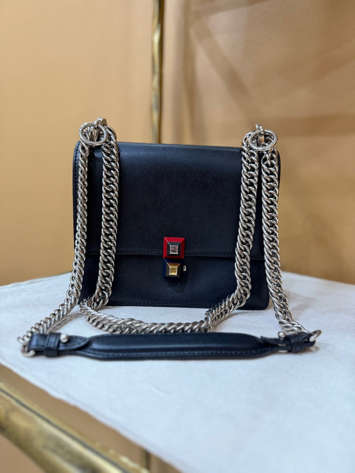 Fendi Kan Black Leather Crossbody