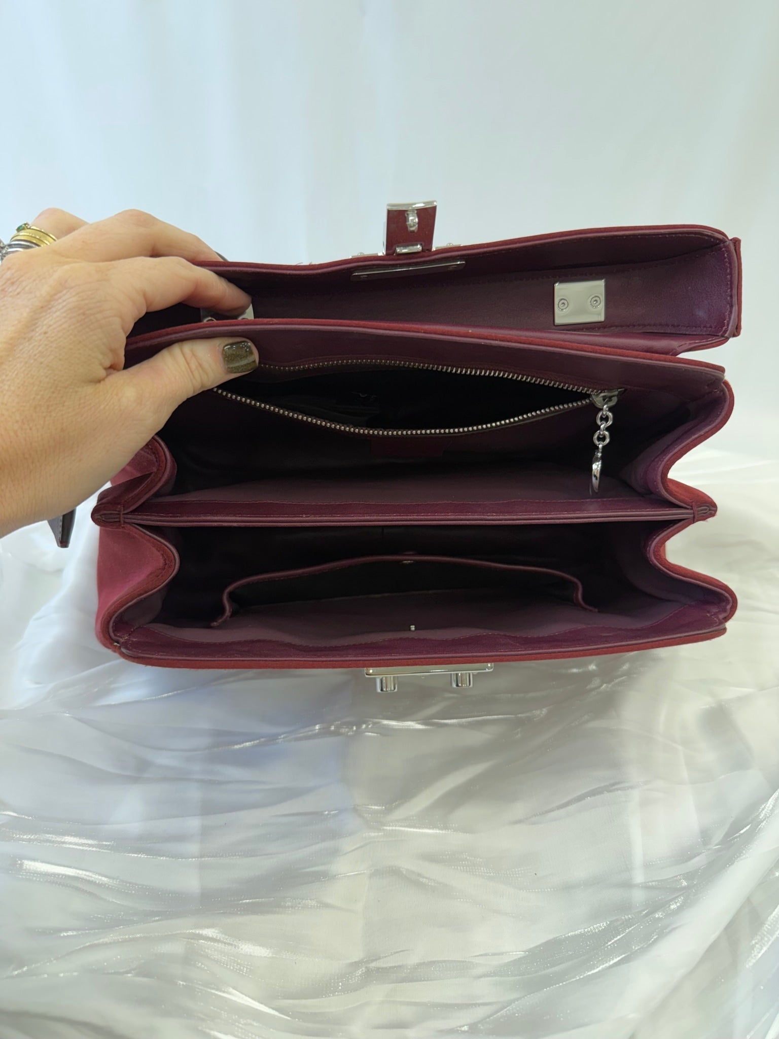 Gucci Burgundy Satin Lady Lock Bamboo Bag 