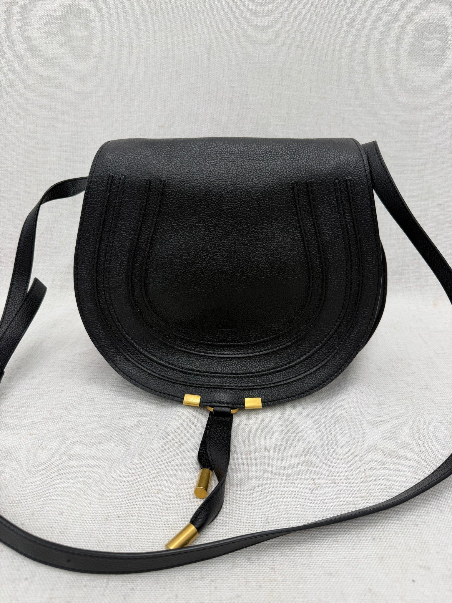 Chloe Black Grained Leather Medium Marcie Bag