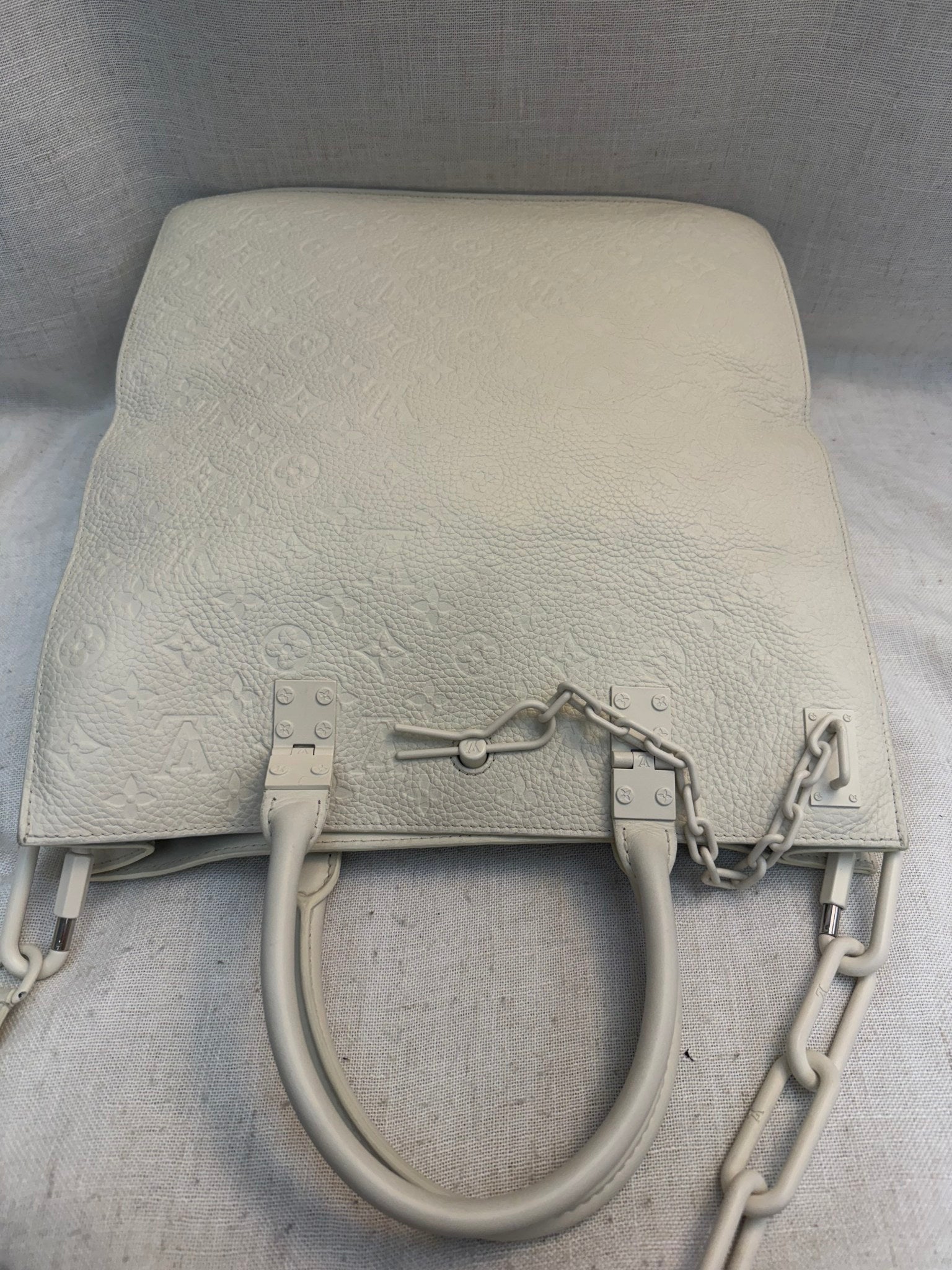Louis Vuitton X Virgil Abloh White Taurillon Leather Sac Plat Tote Bag