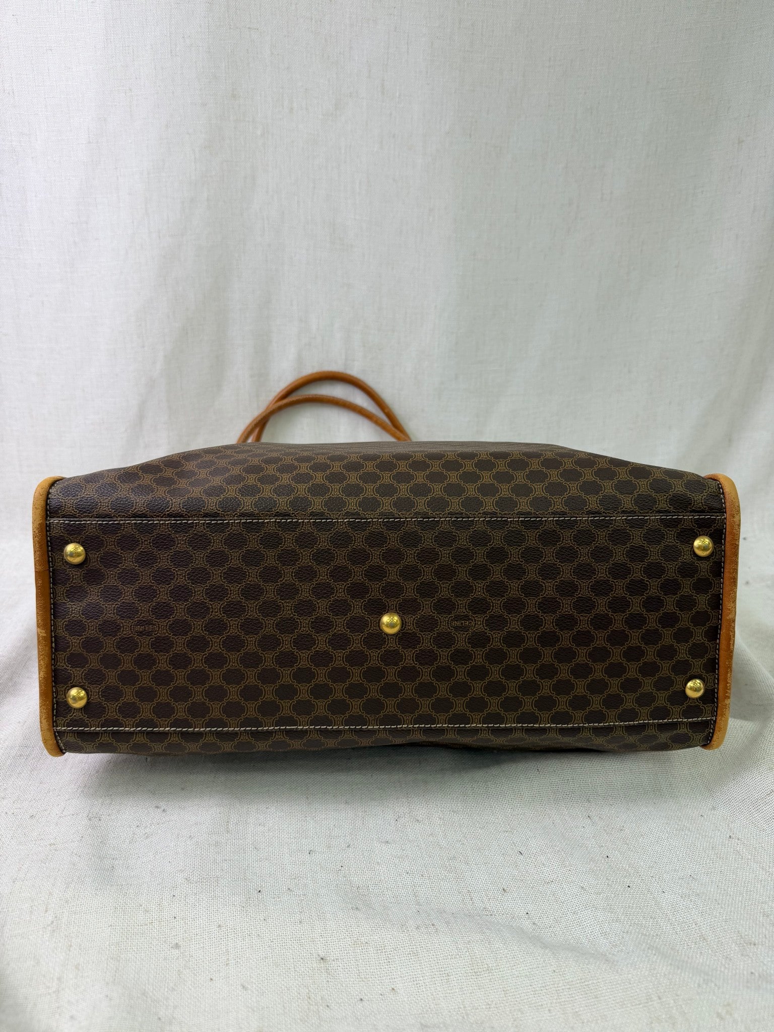 Celine Brown Coated Canvas Macadam Large Tote Bag