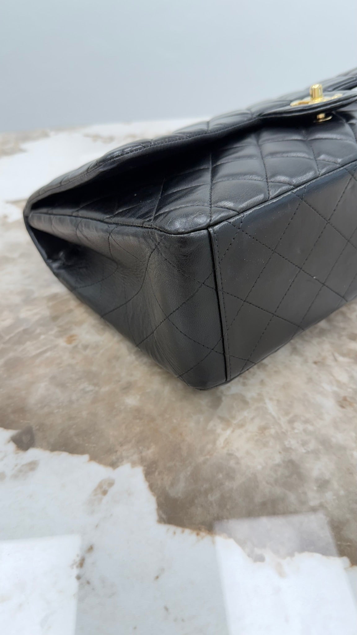 Chanel Black Quilted Lambskin Leather Maxi Flap Bag