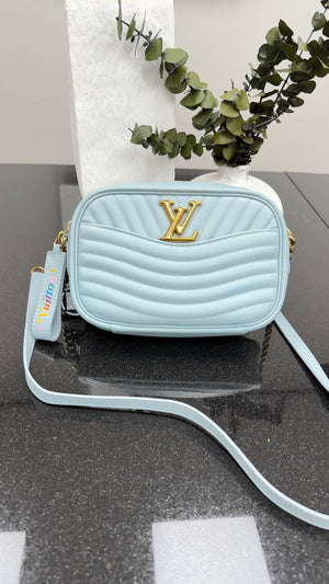 Louis Vuitton Light Blue Quilted Calfskin New Wave Camera Bag