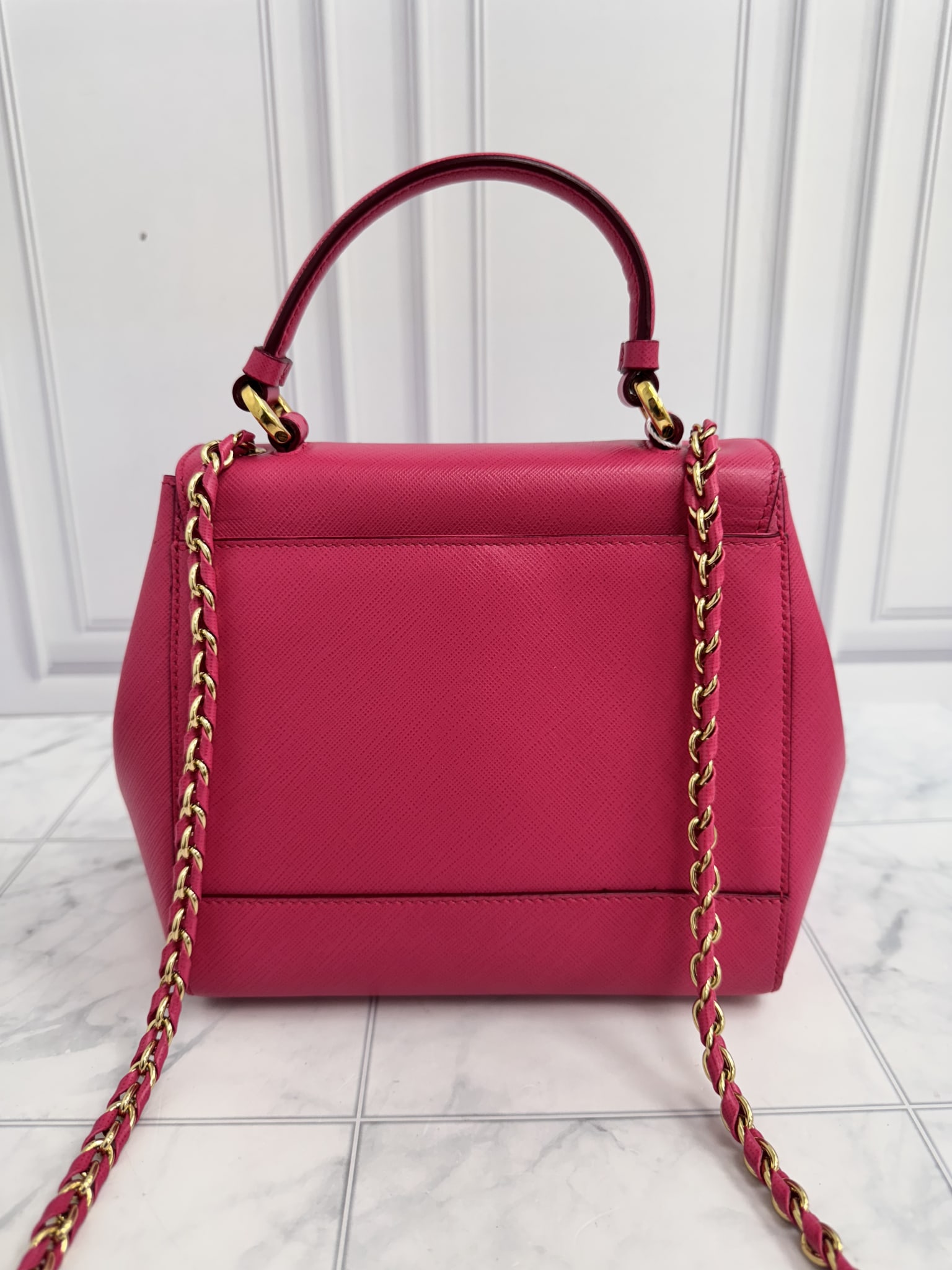 LIKE NEW - Salvatore Ferragamo Pink Saffiano Leather Vara Bow 2Way Bag