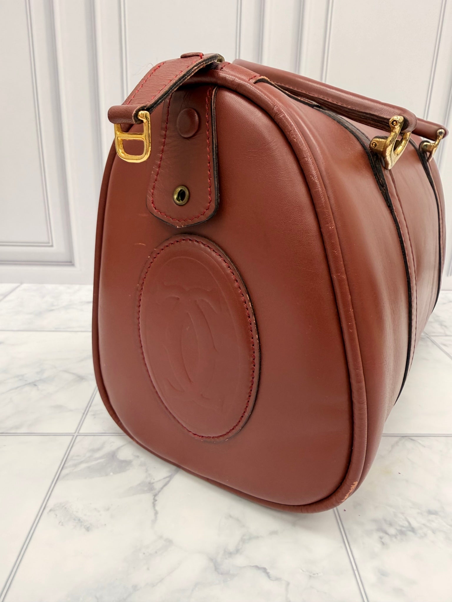 Cartier Burgundy Leather Must Line Boston Bag