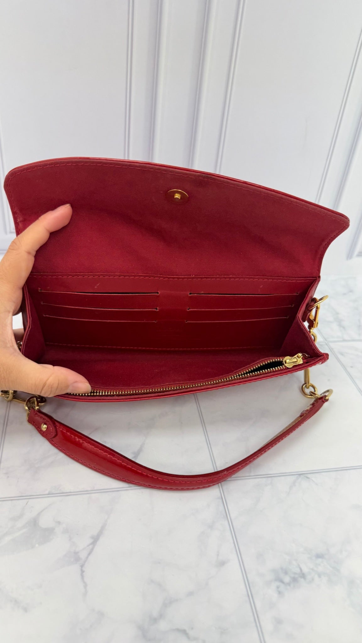 Louis Vuitton Red Vernis Leather Sunset Blvd Shoulder Bag