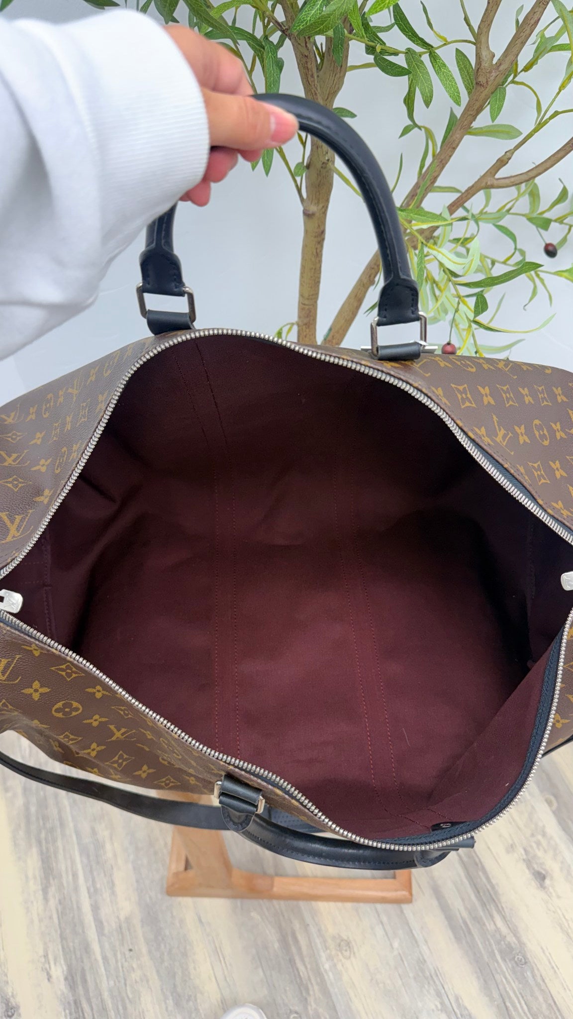 Louis Vuitton Monogram Macassar Keepall Bandouliere 55 Duffle Bag 