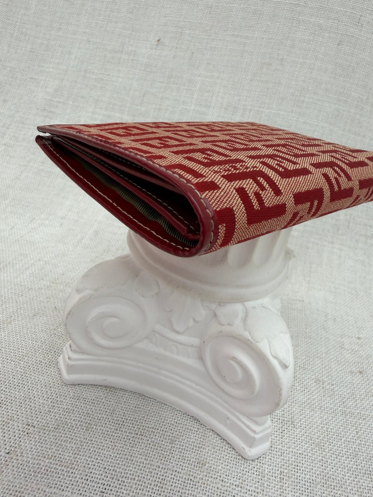 Fendi Red Zucca Canvas Compact Bifold