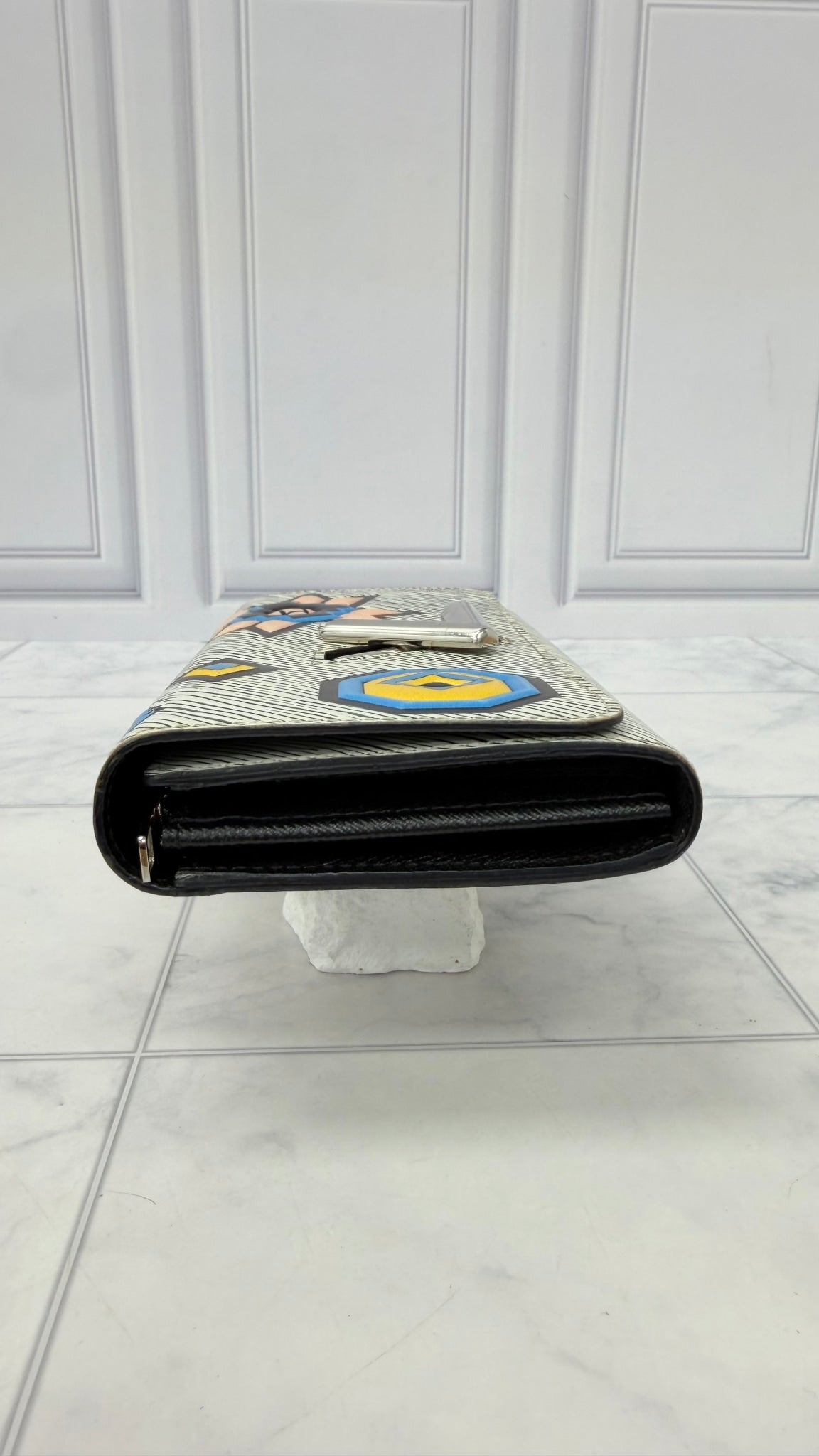 Louis Vuitton Black And White Multicolor Epi Leather Azteque Twist Wallet