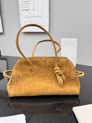 LIKE NEW - Jacquemus Camel Croc Embossed Suede Le Turismo Shoulder Bag