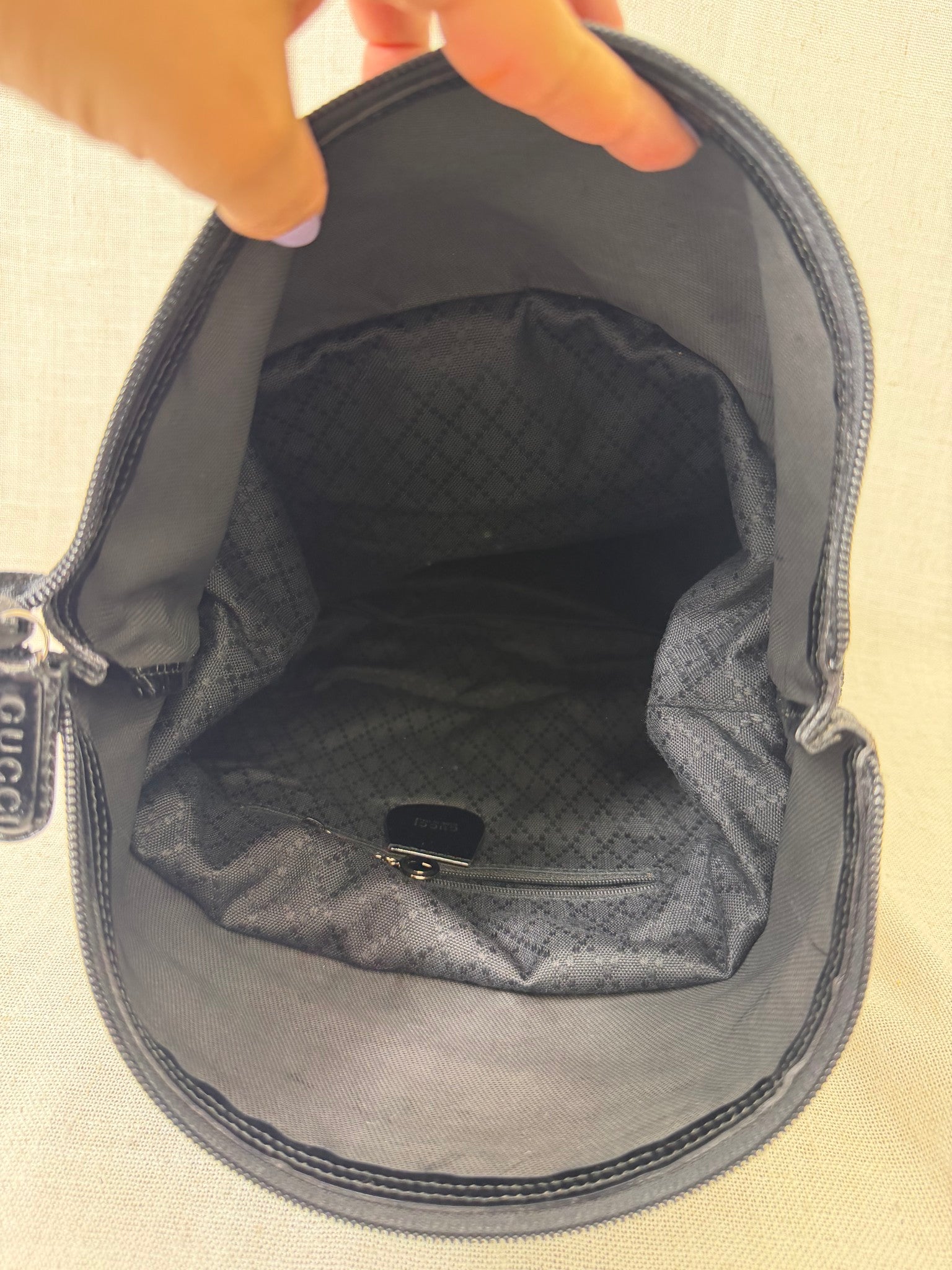 Gucci Black Nylon Bamboo Handbag