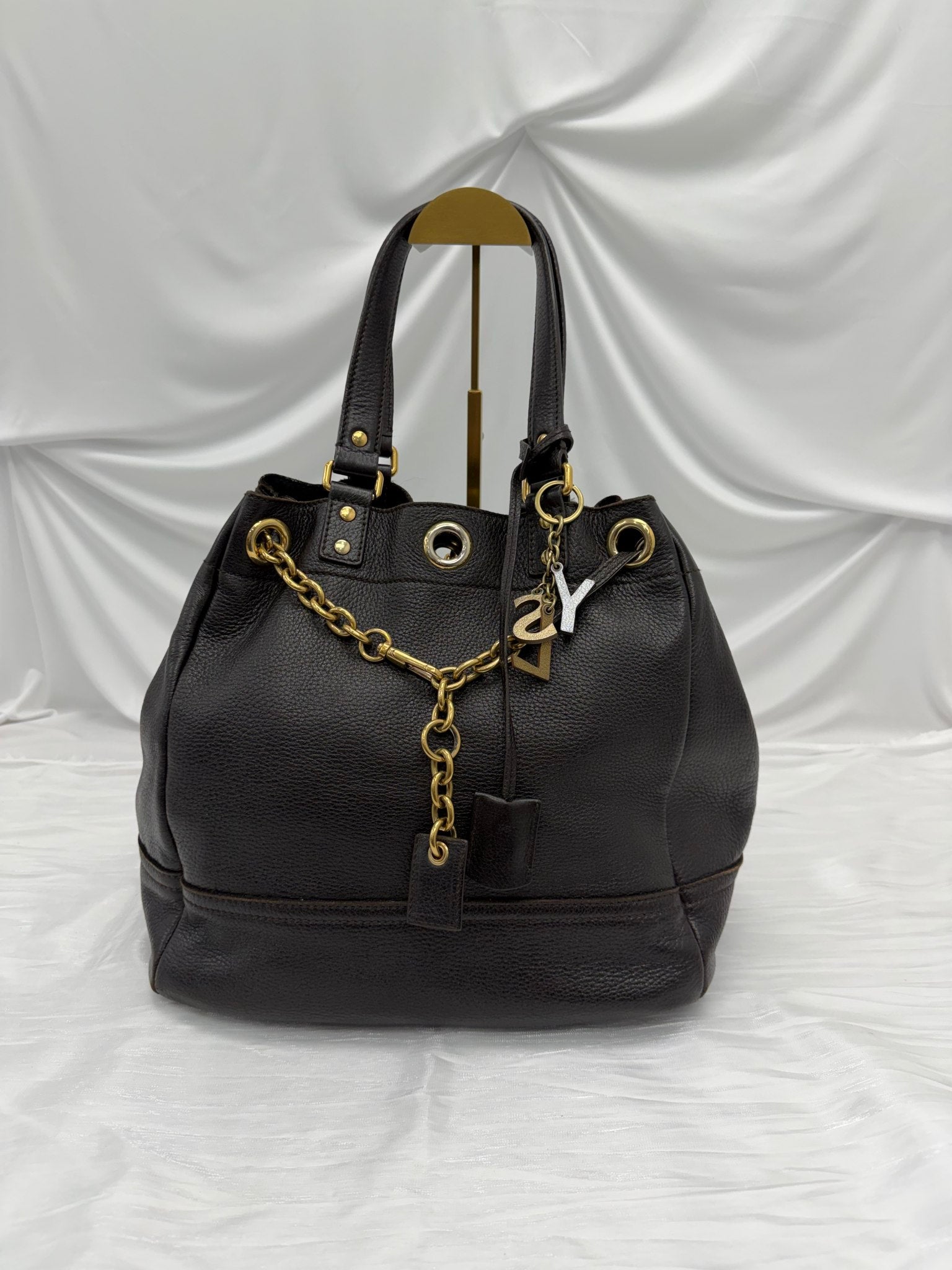 Saint Laurent YSL Brown Leather Hobo Bag