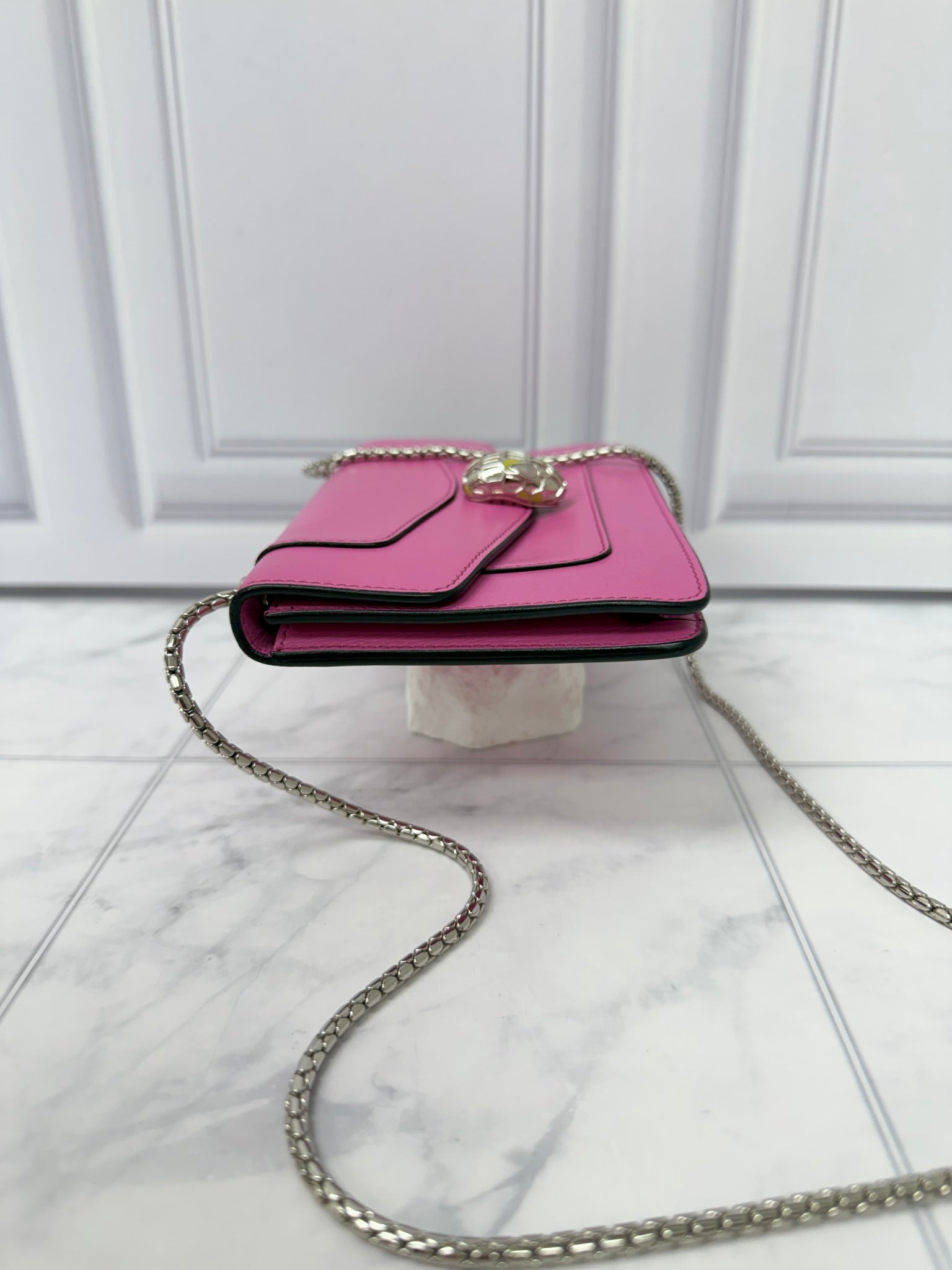 Bvlgari Pink Leather Serpenti Forever Super Mini Crossbody