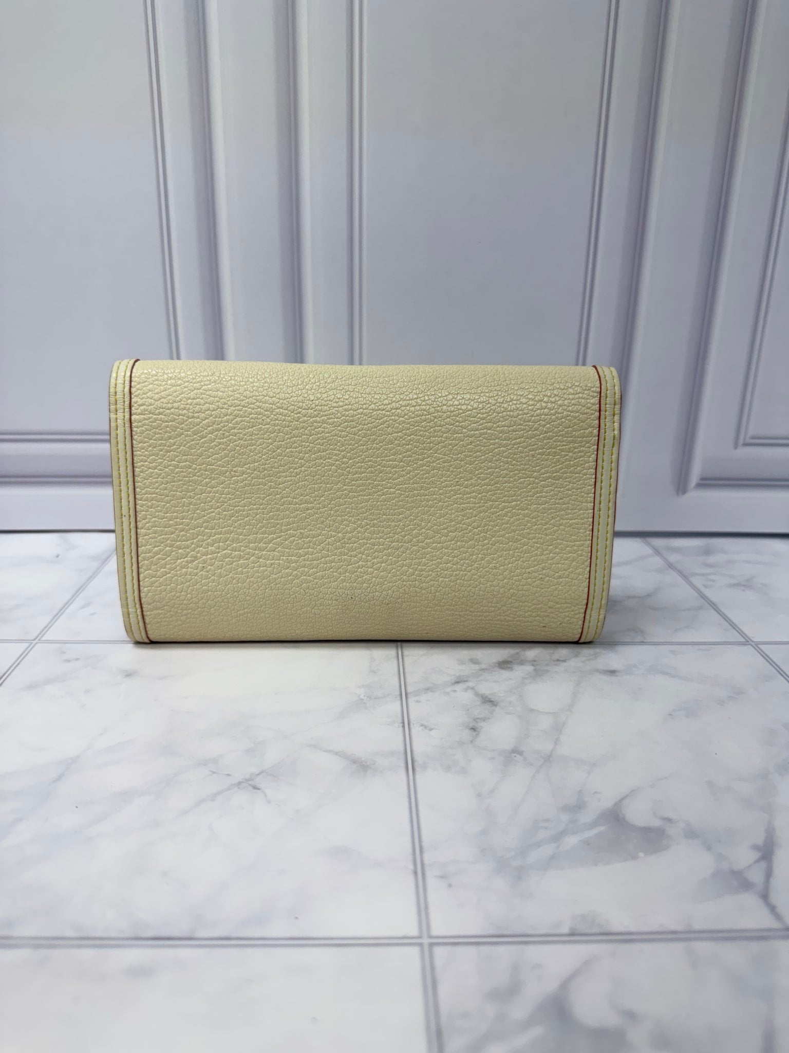 Louis Vuitton Cream Grained Leather Porte Tresor Wallet 
