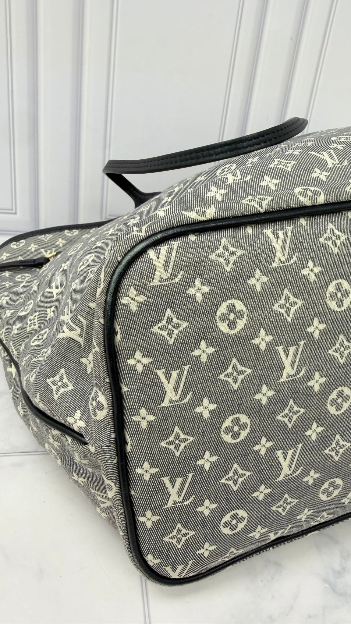 Louis Vuitton Navy Blue Monogram Canvas Mini Lin Neverfull MM Tote Bag 