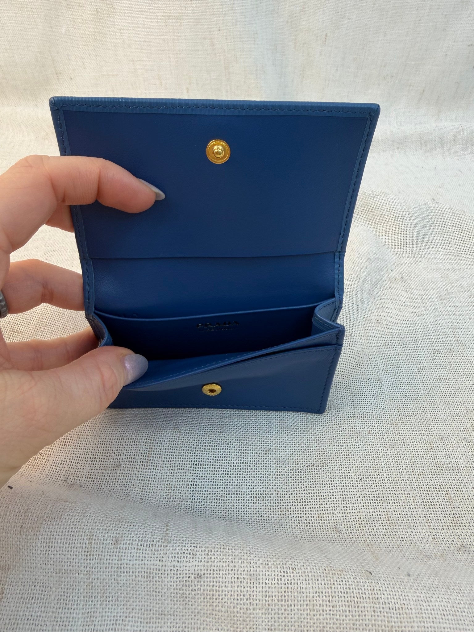 Prada Blue Leather Vitello Move Card Case