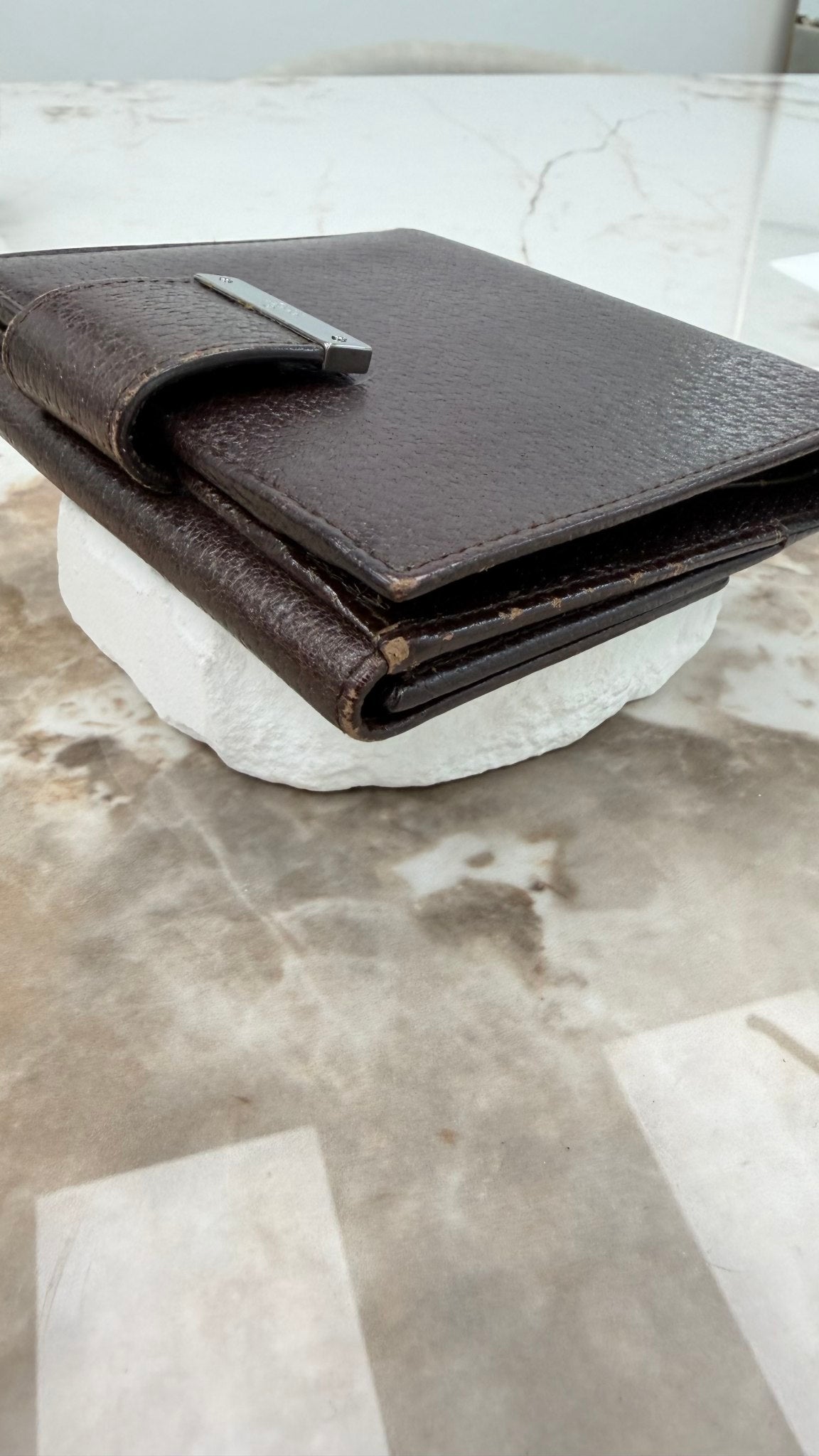 Gucci Brown Leather Compact Snap Wallet