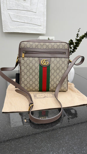 Gucci Brown GG Supreme Canvas Medium Ophidia Messenger Bag