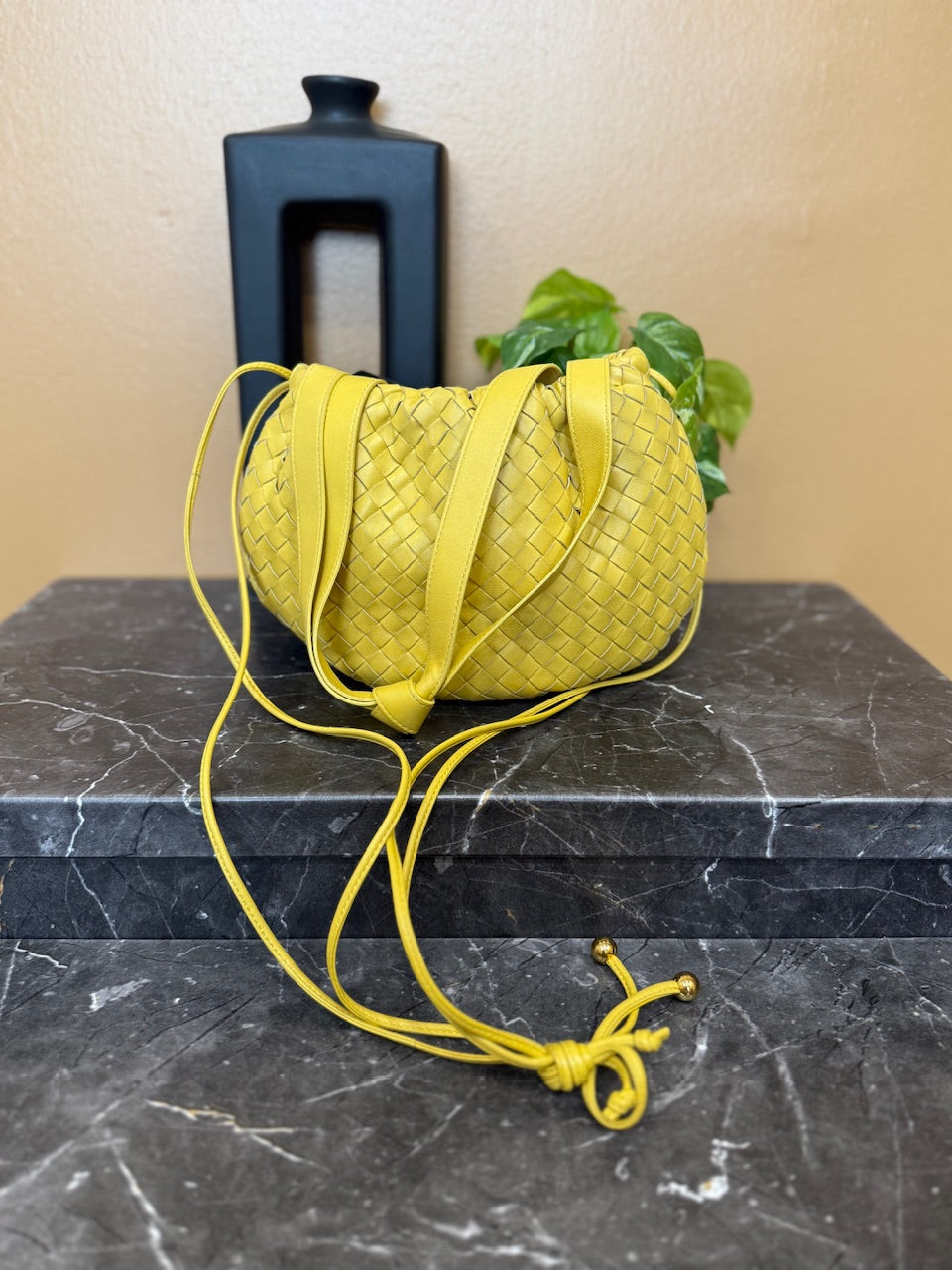 Bottega Veneta Yellow Intrecciato Leather Small Bulb Bag