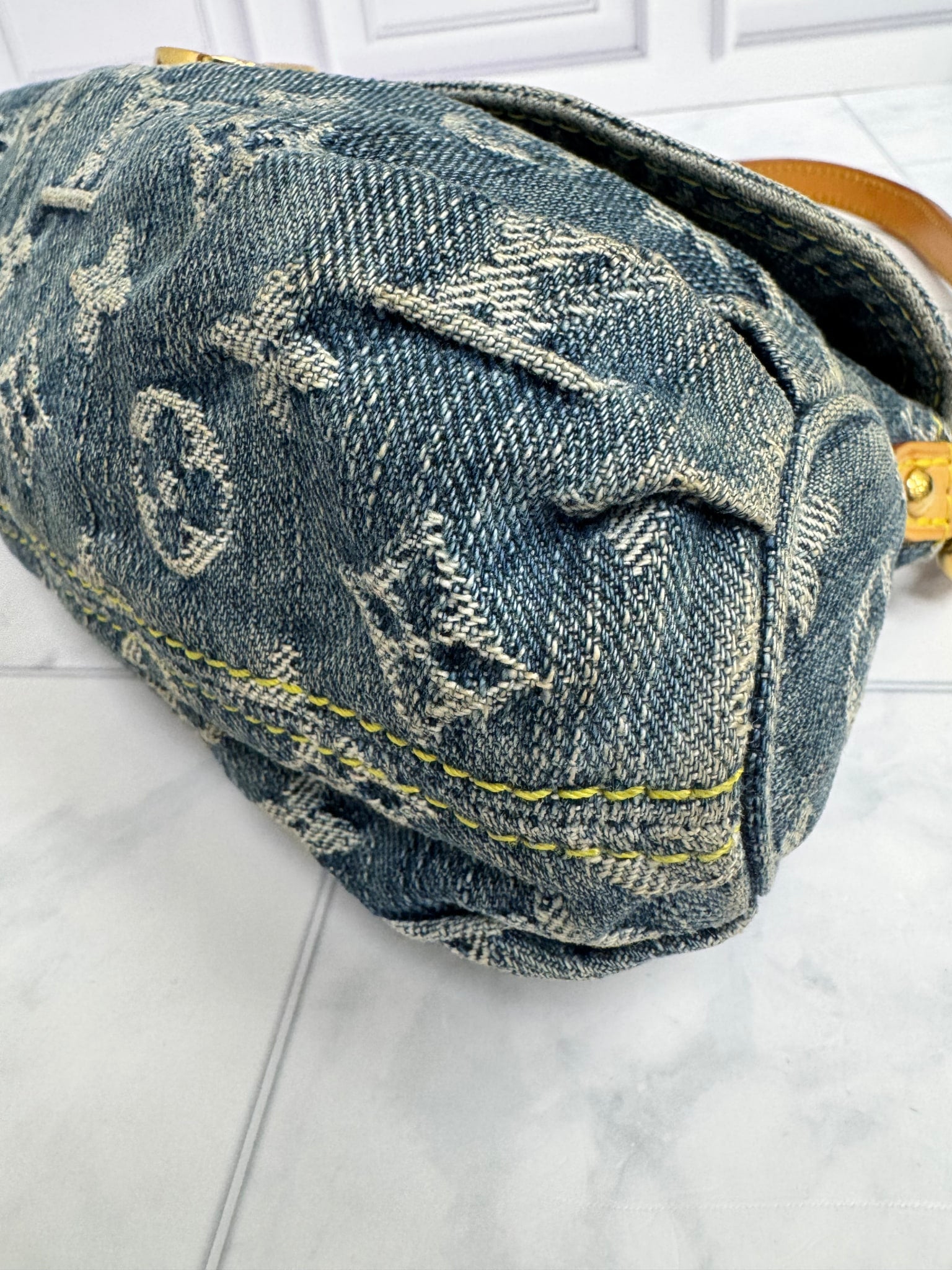 Louis Vuitton Blue Denim Monogram Mini Pleaty Shoulder Bag