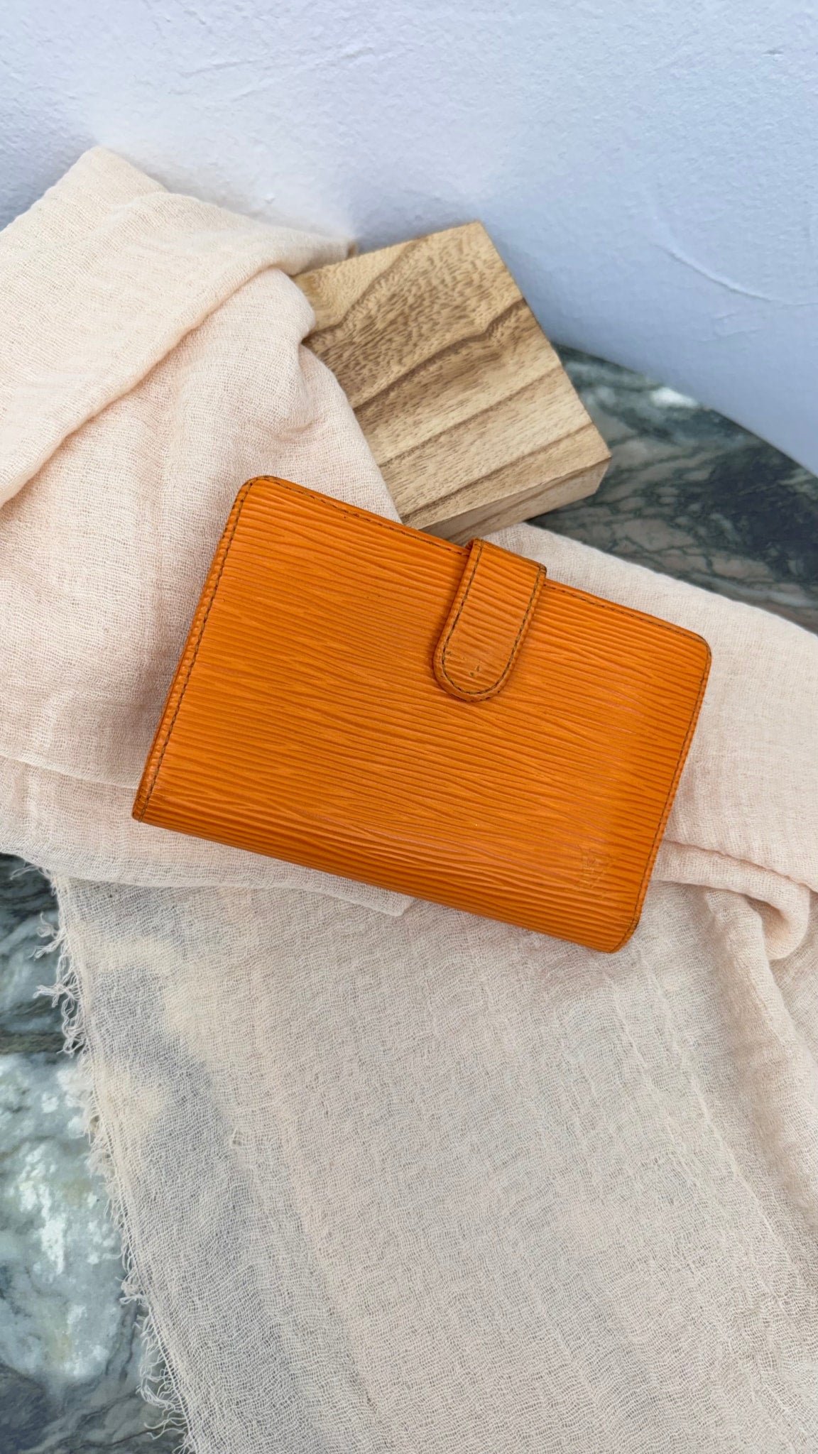 Louis Vuitton Orange Epi Leather Compact Wallet 
