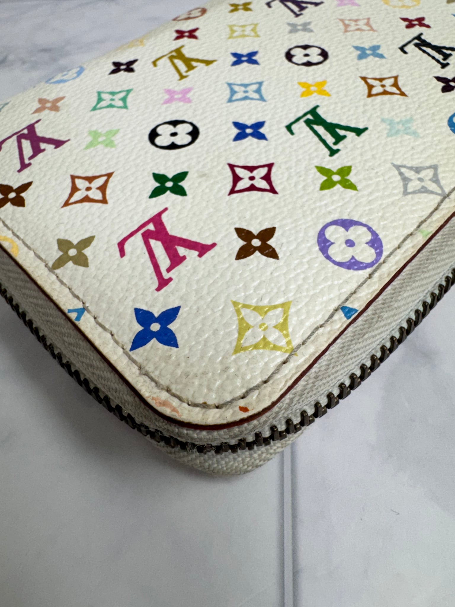 Louis Vuitton White Murakami Long Zippy Wallet