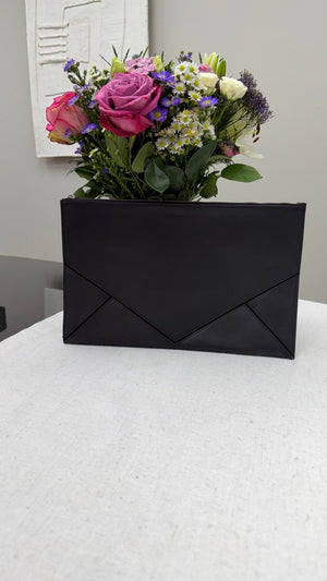 Givenchy Black Leather Large Zip Clutch