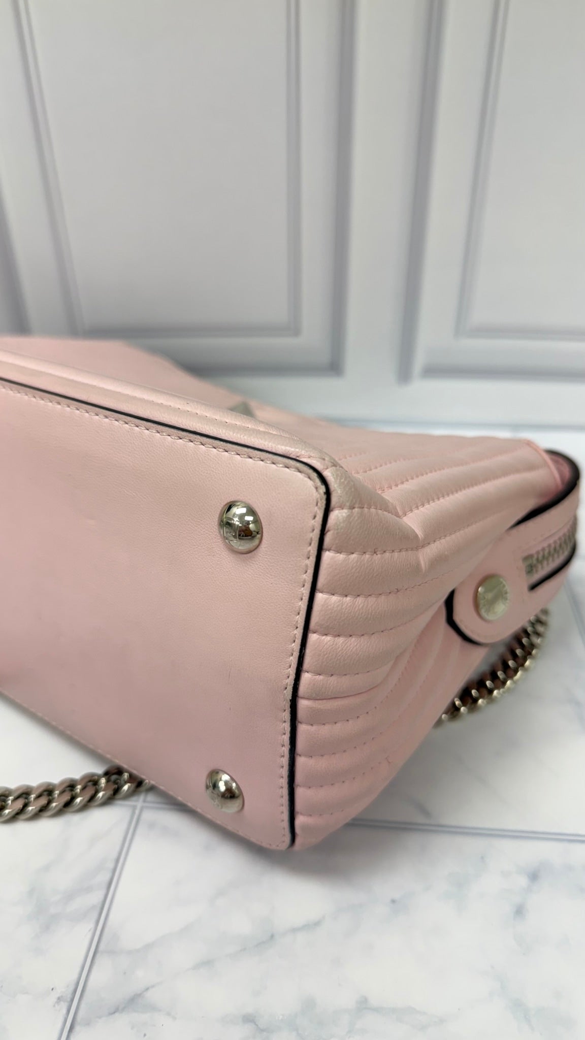 Fendi Pink Quilted Lambskin Leather Dotcom Click Small Shoulder Bag