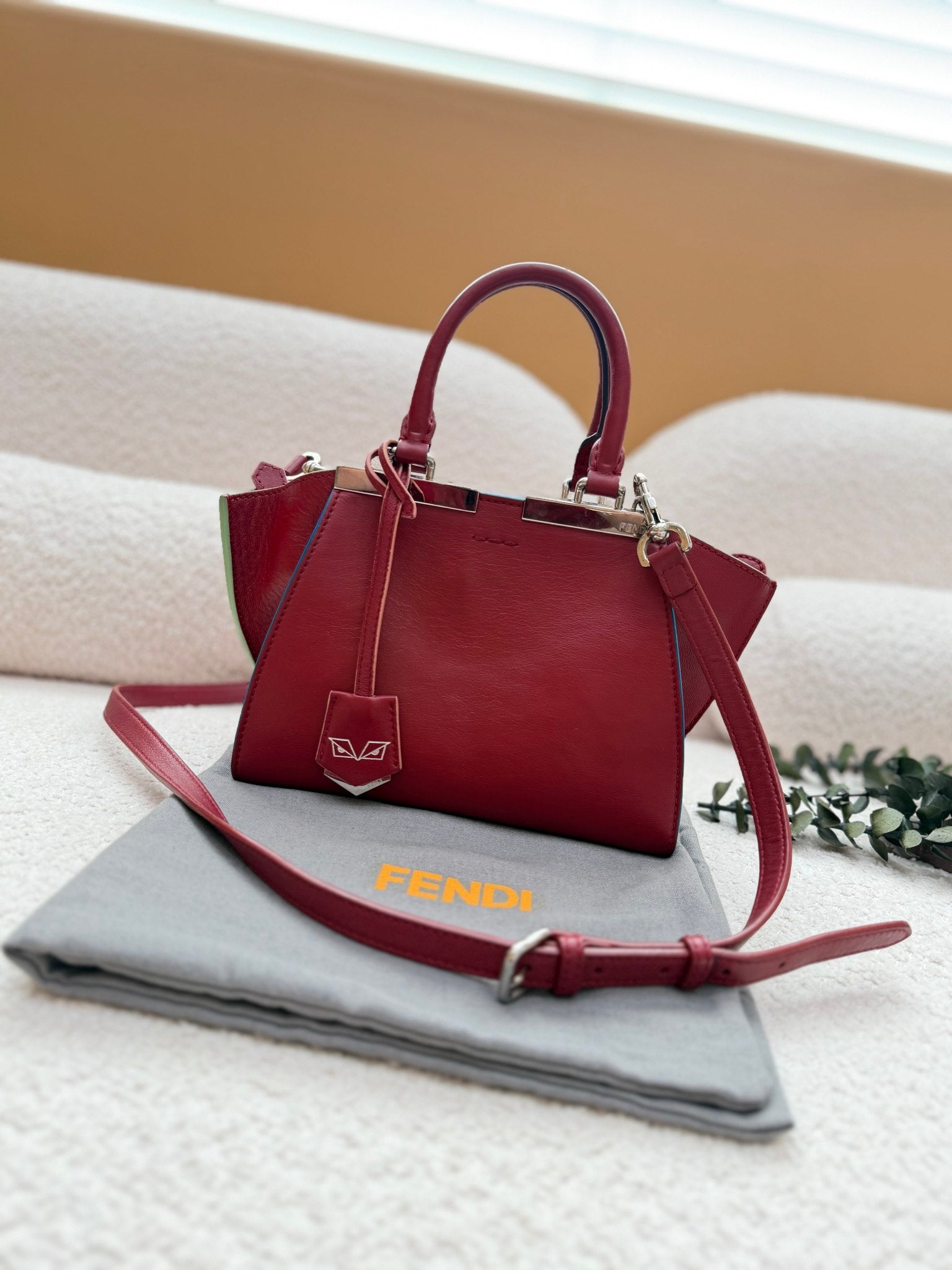 Fendi Burgundy Leather Mini 3Jours 2Way Tote
