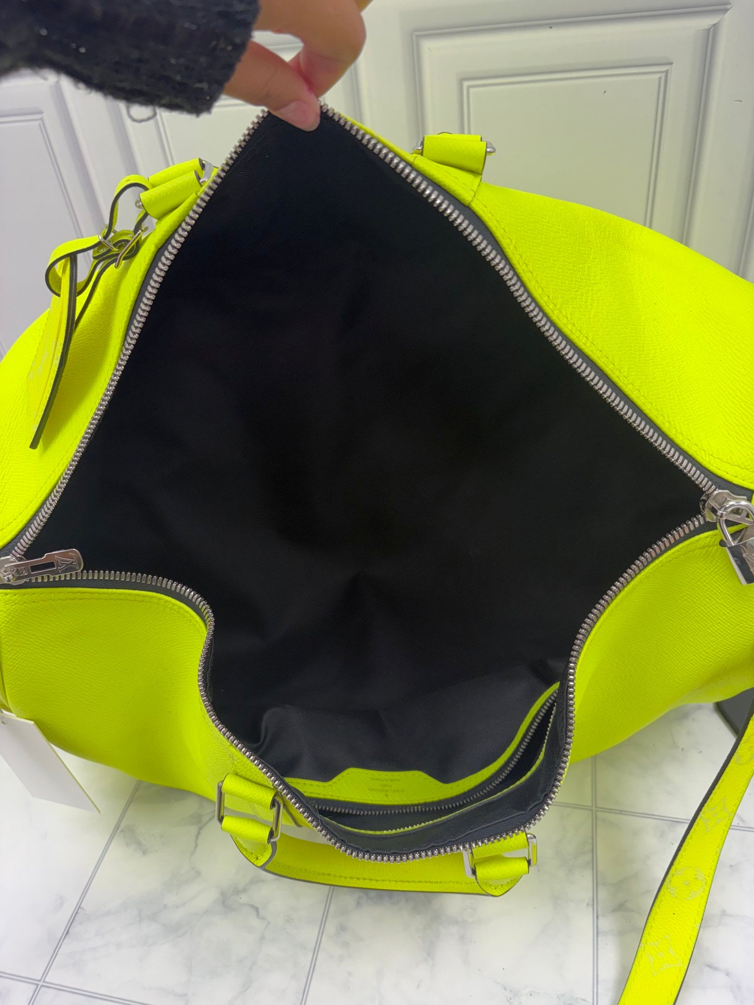 Louis Vuitton Neon Yellow Leather Tiagarama Keepall Bandouliére 50