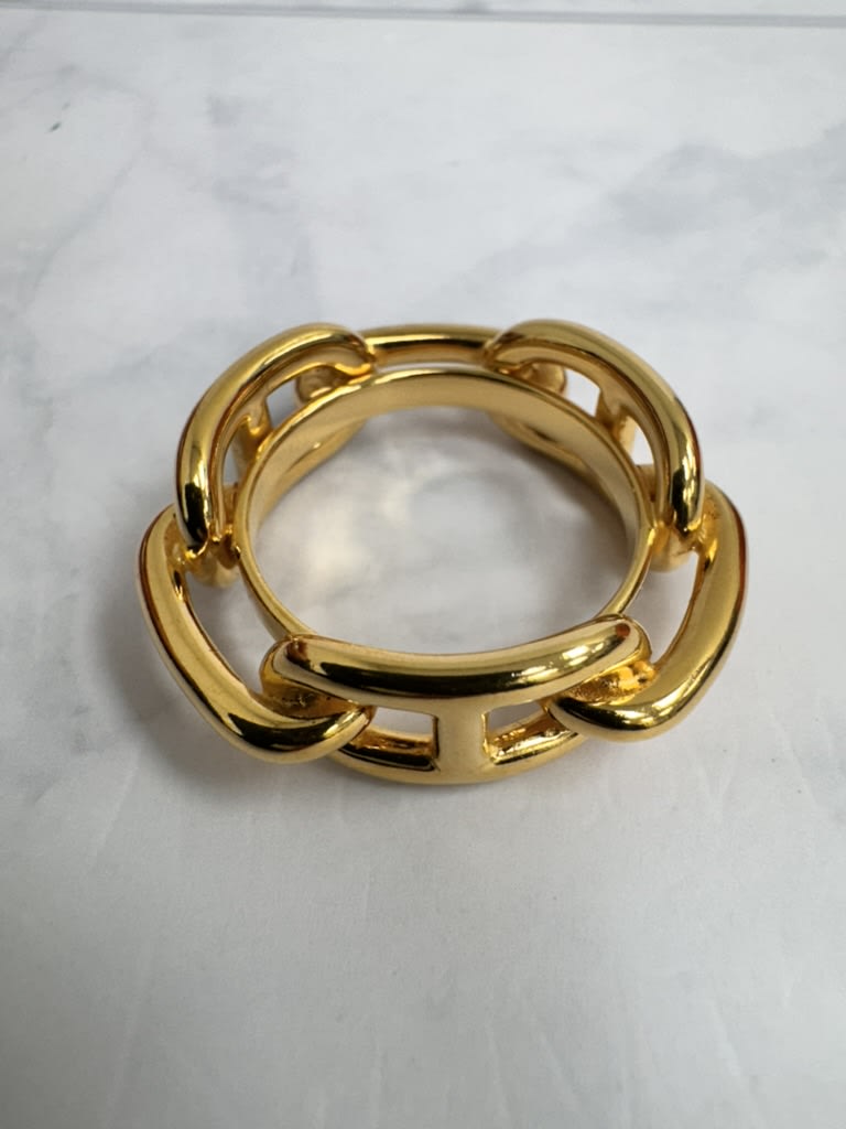 Hermes Gold Tone Regate Chaine D'ancre Scarf Ring
