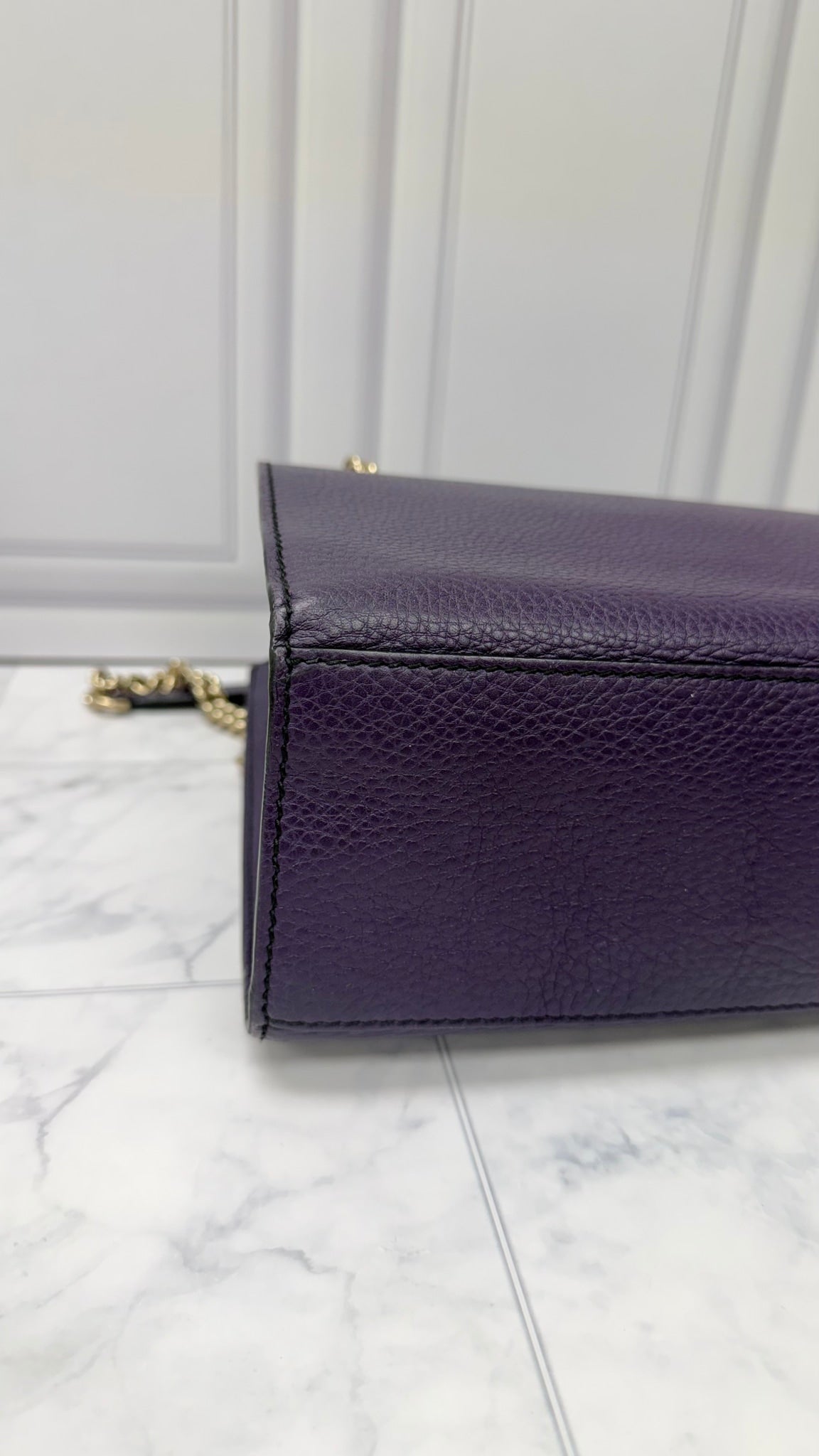Gucci Purple Grained Leather Shoulder Bag