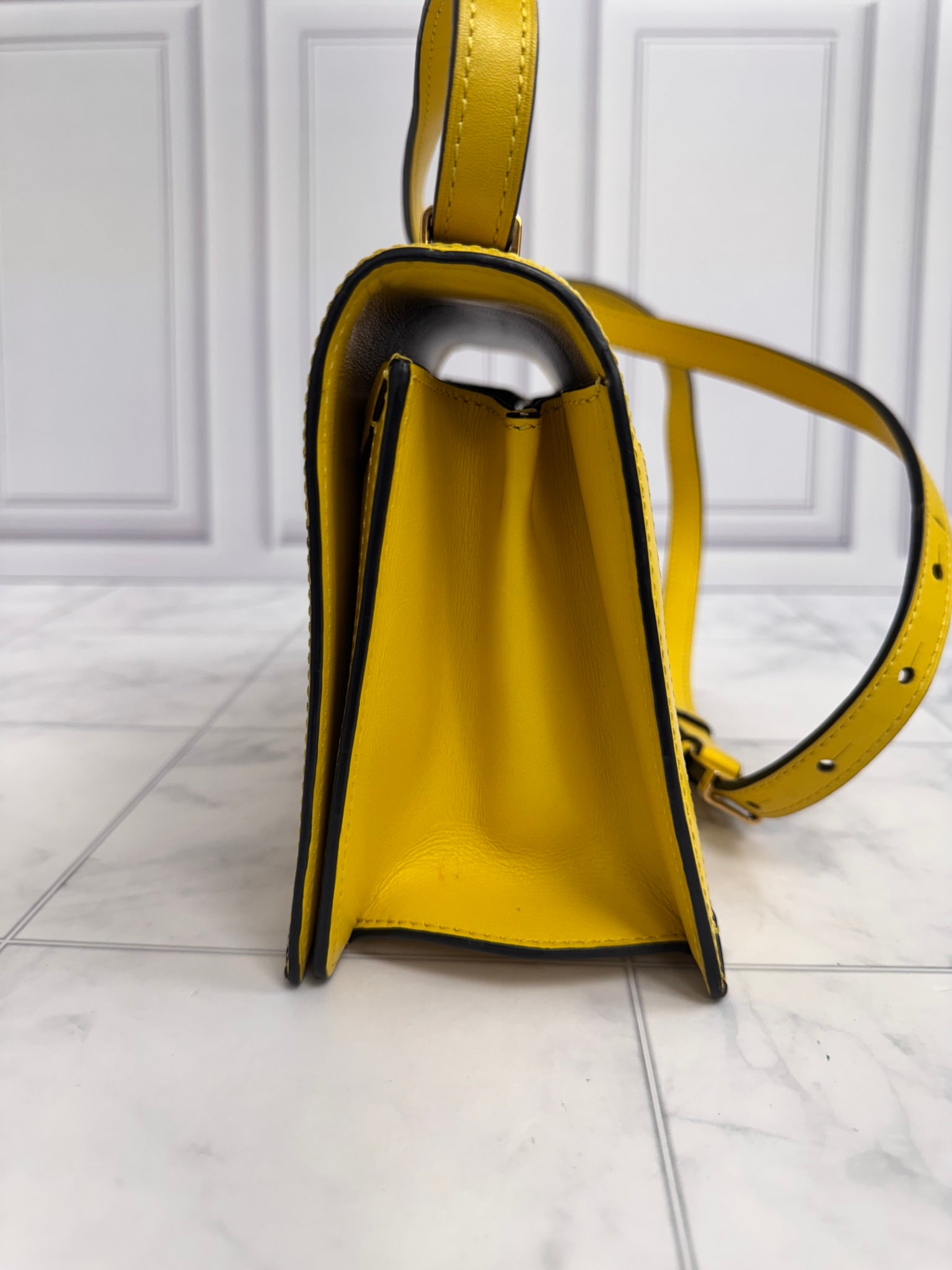 Loewe Yellow Leather Barcelona Crossbody Bag