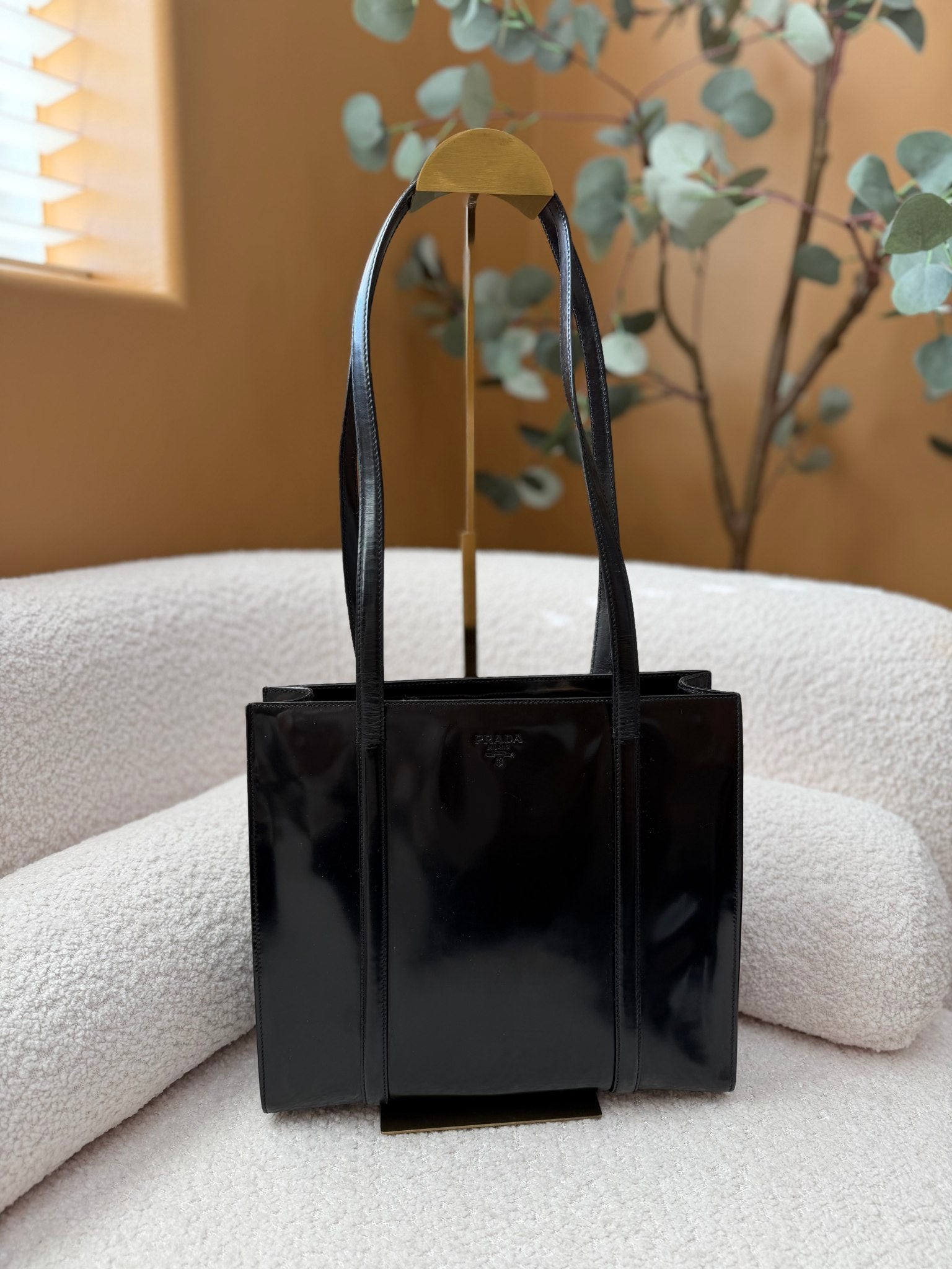 Prada Black Patent Leather Tote Bag