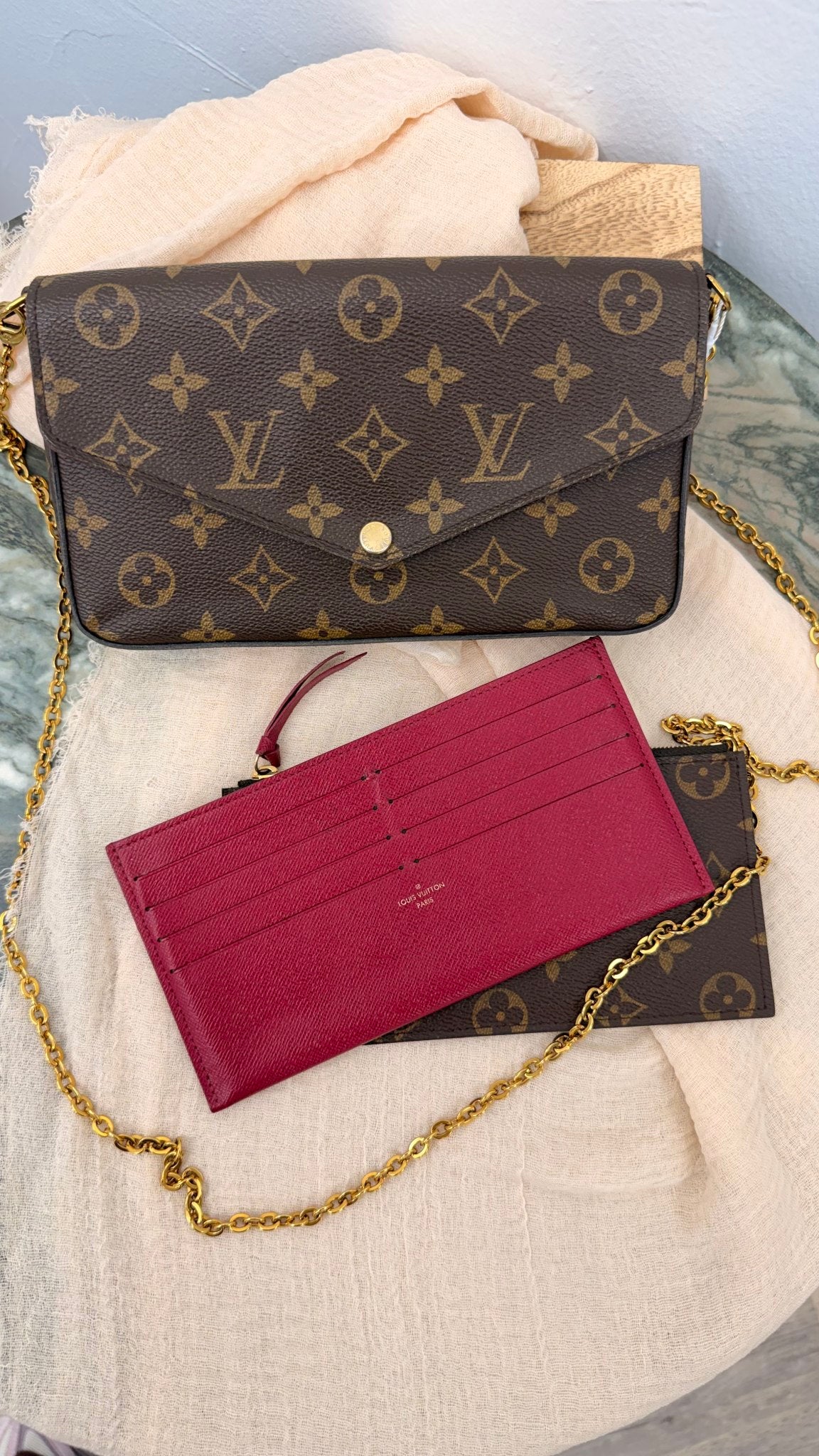 Louis Vuitton Monogram Felicie Pochette Chain Crossbody Bag 