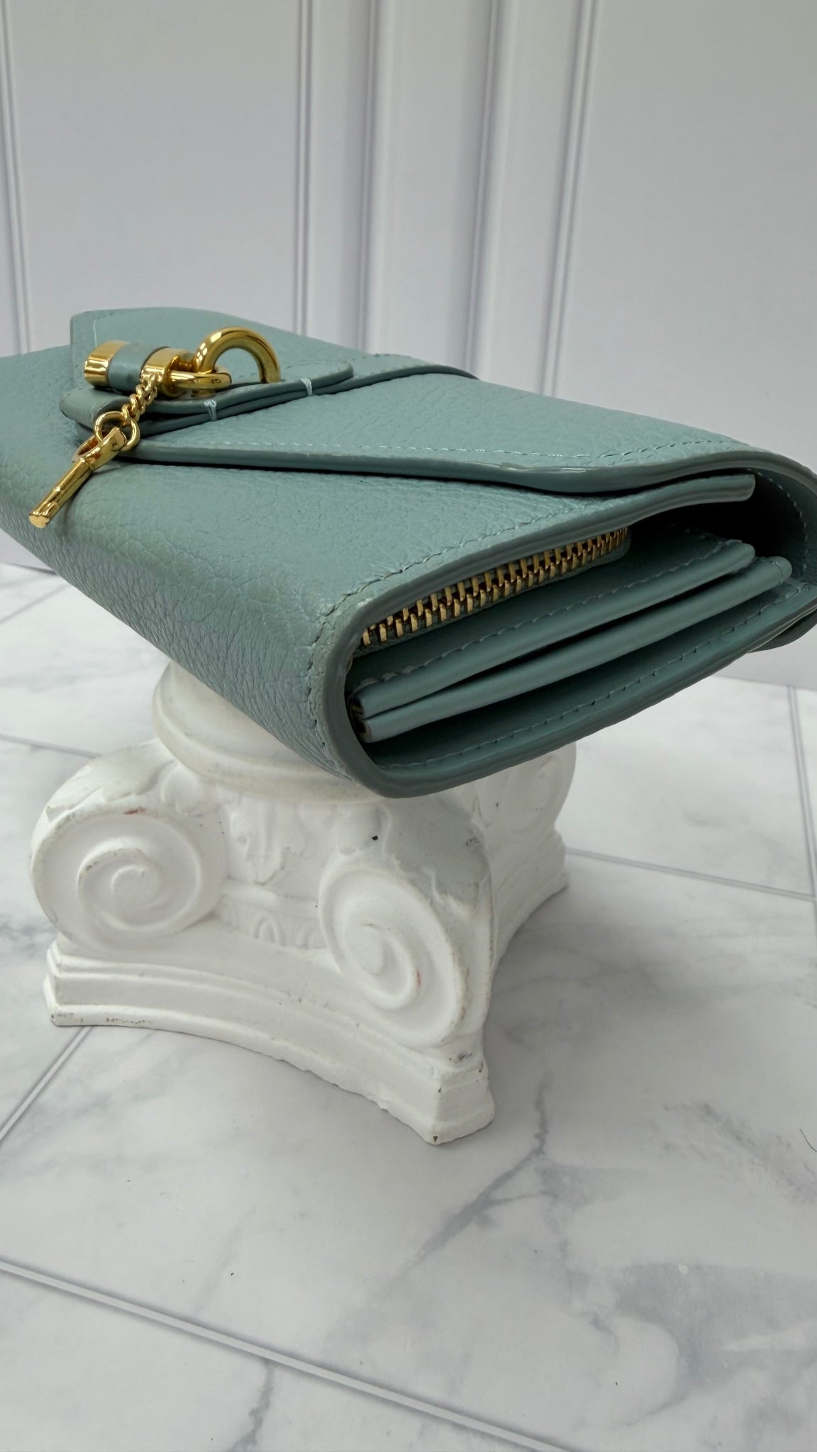 Chloe Baby Blue Leather Lock Long Wallet