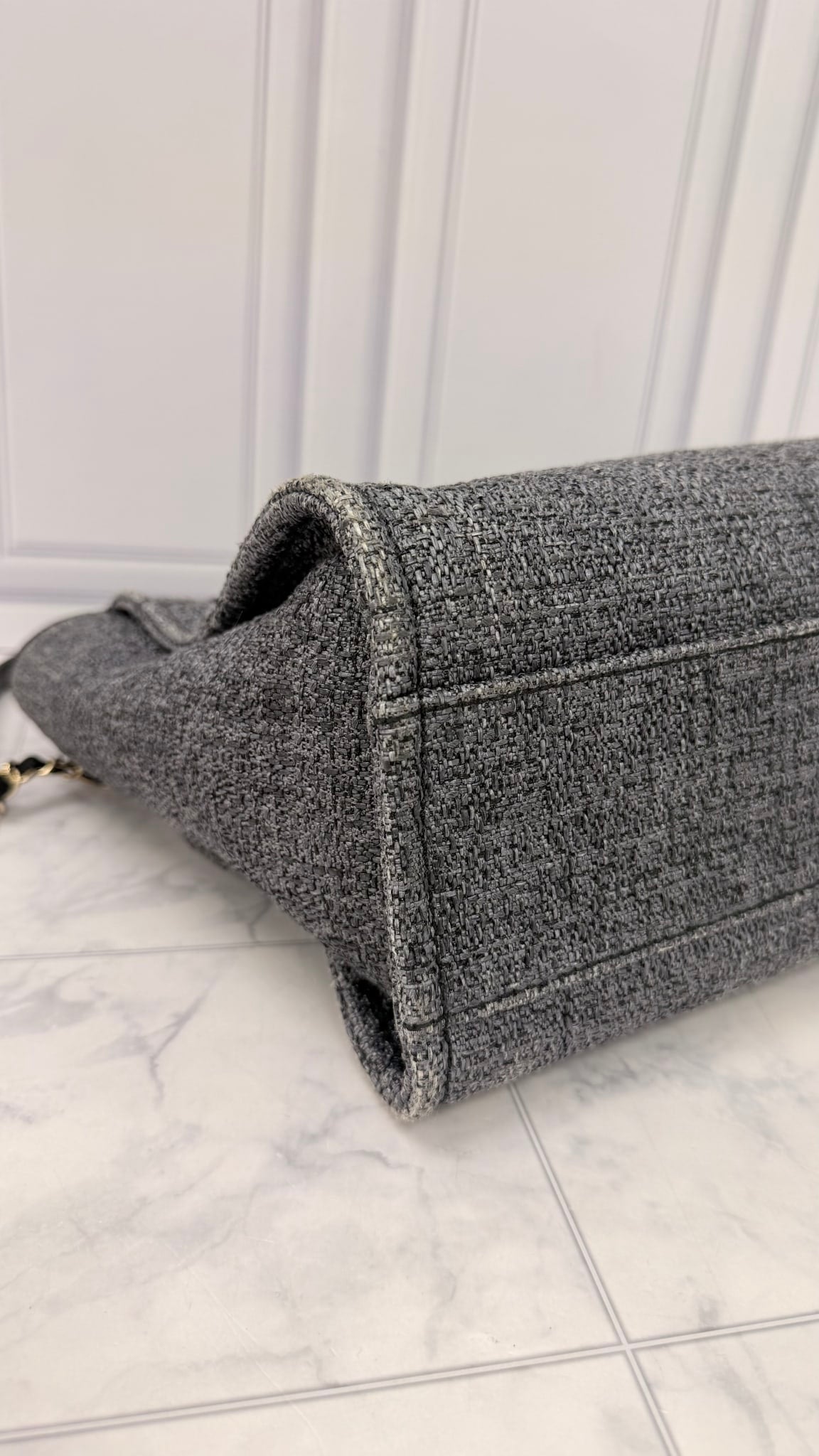 Chanel Grey Tweed Canvas Deauville Small Tote Bag 