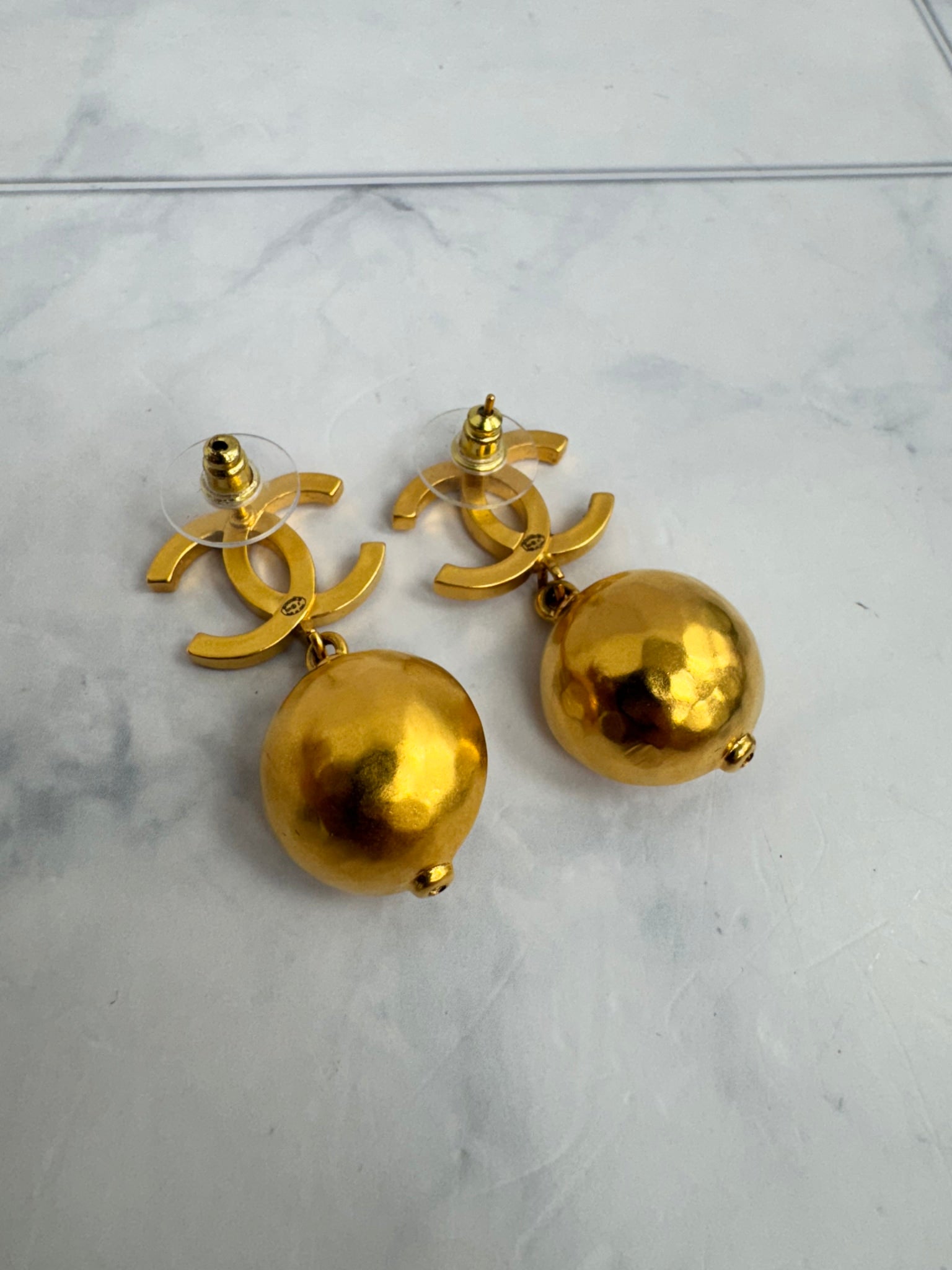 Chanel Gold Tone And Pearl Earrings
