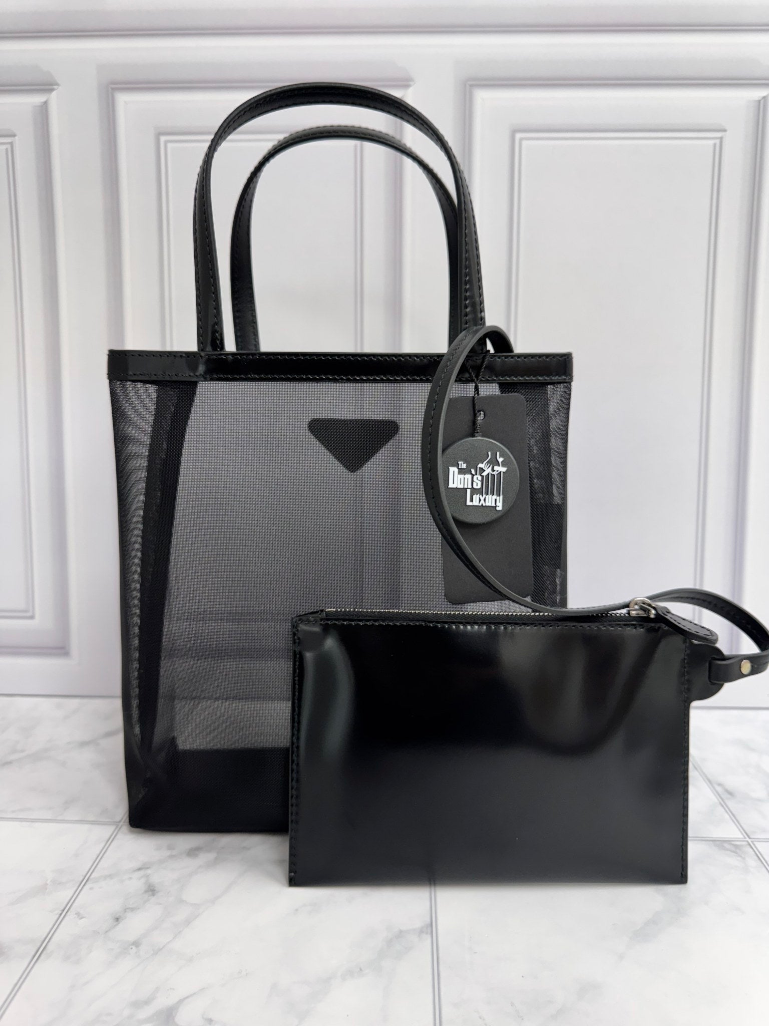 BRAND NEW - Prada Black Mesh Small Tote Bag