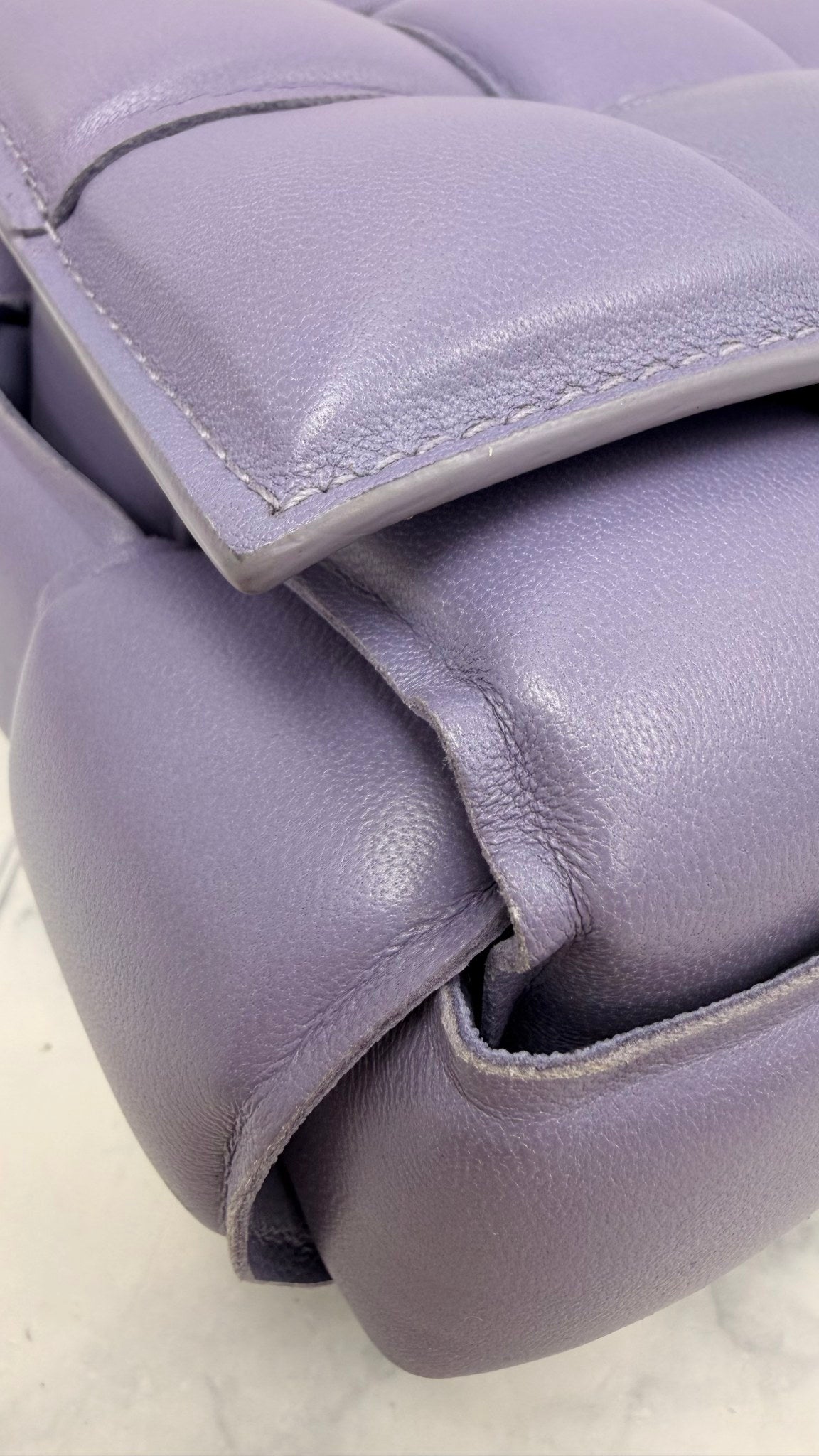 Bottega Veneta Purple Lambskin Leather Padded Chain Cassette Bag