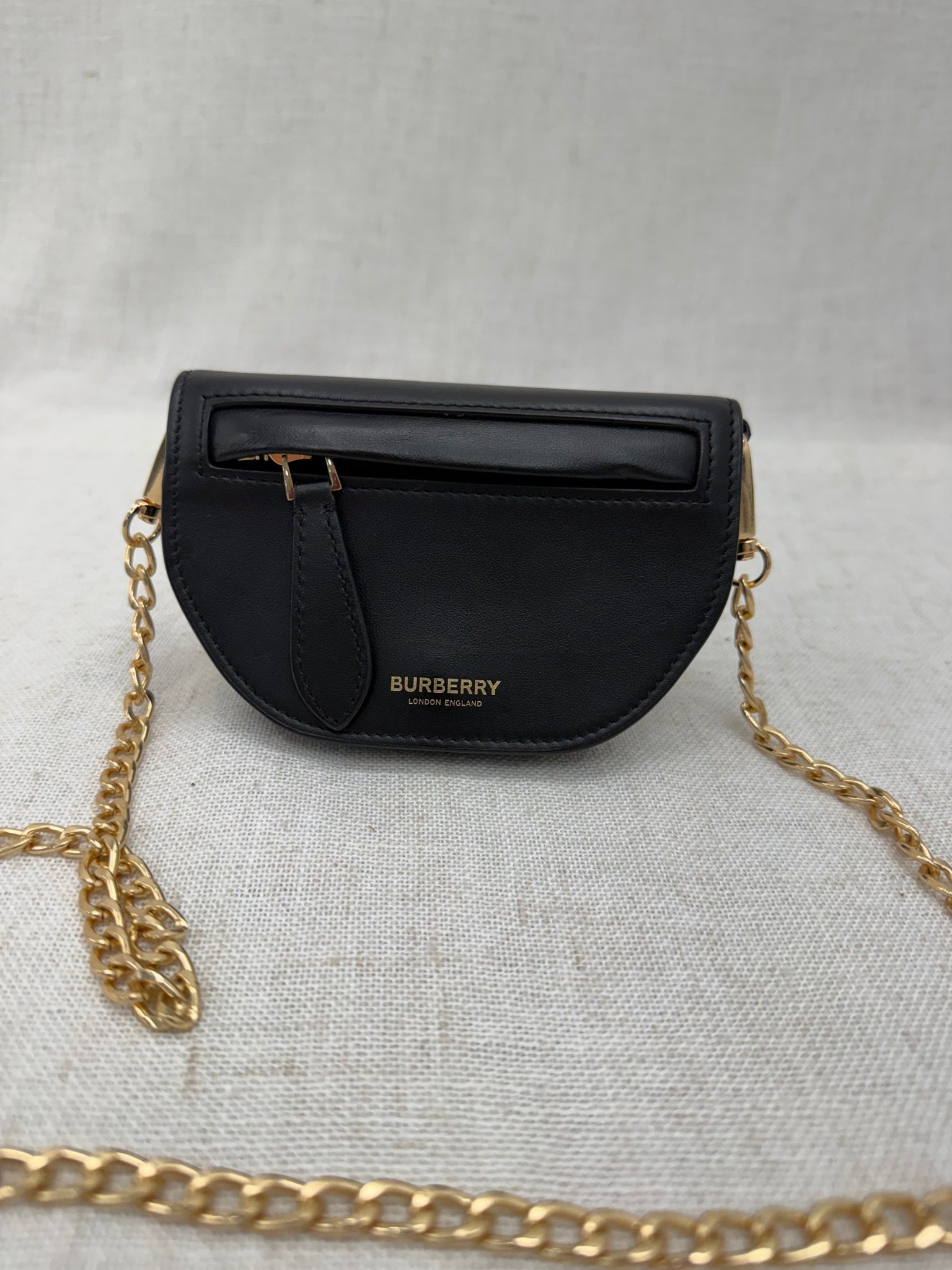 Burberry Black Leather Card on a Chain