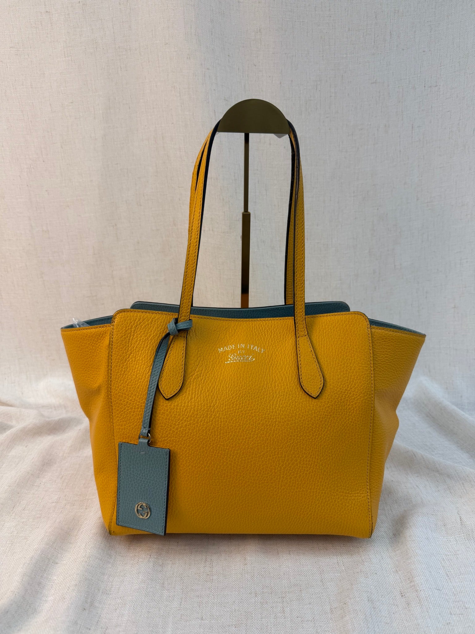 Gucci Yellow Leather Swing Tote Bag