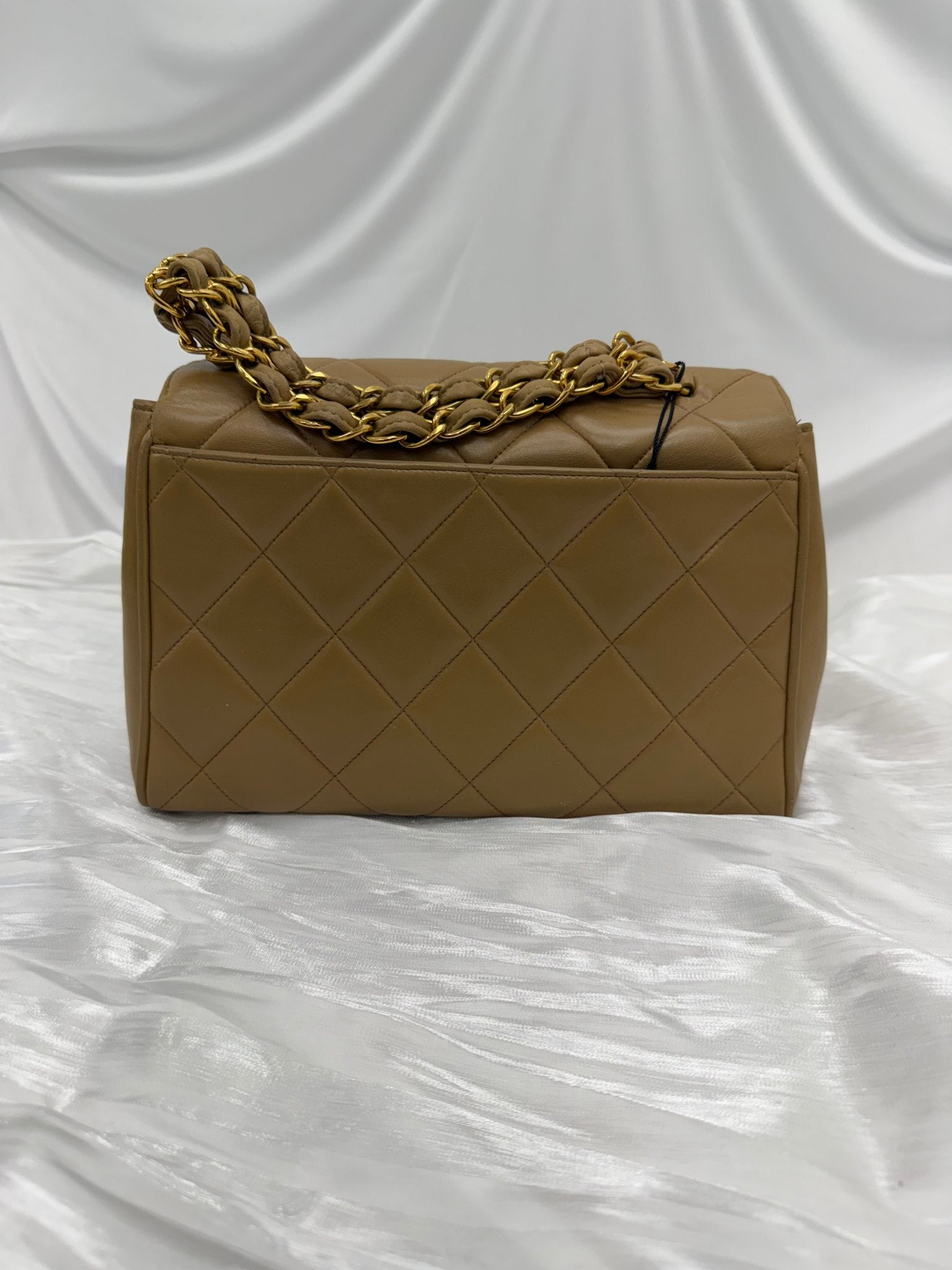 Chanel Light Brown Lambskin Leather 24k Top Handle Chain Bag