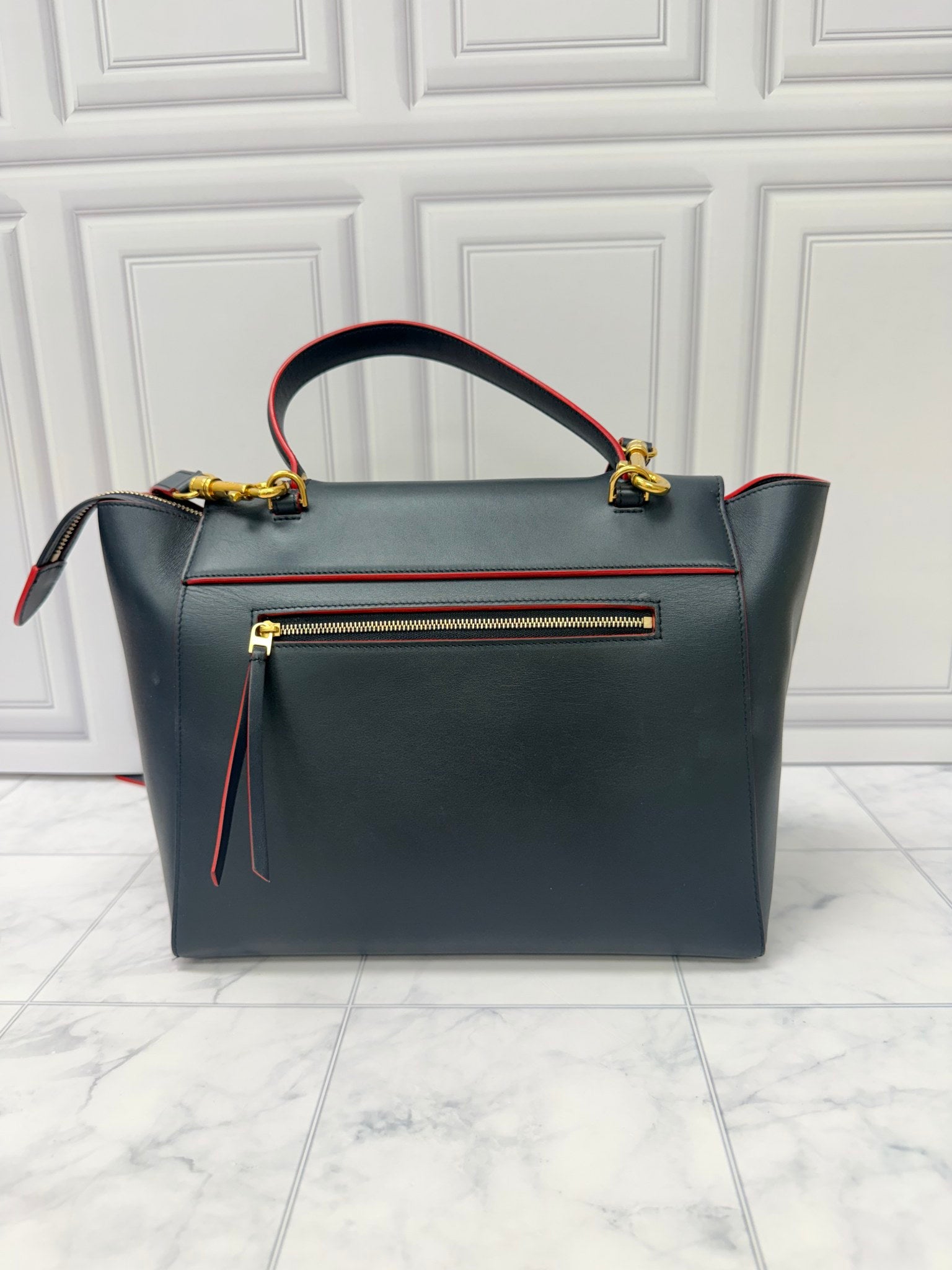 Celine Navy Blue Leather Mini Belt Handbag 