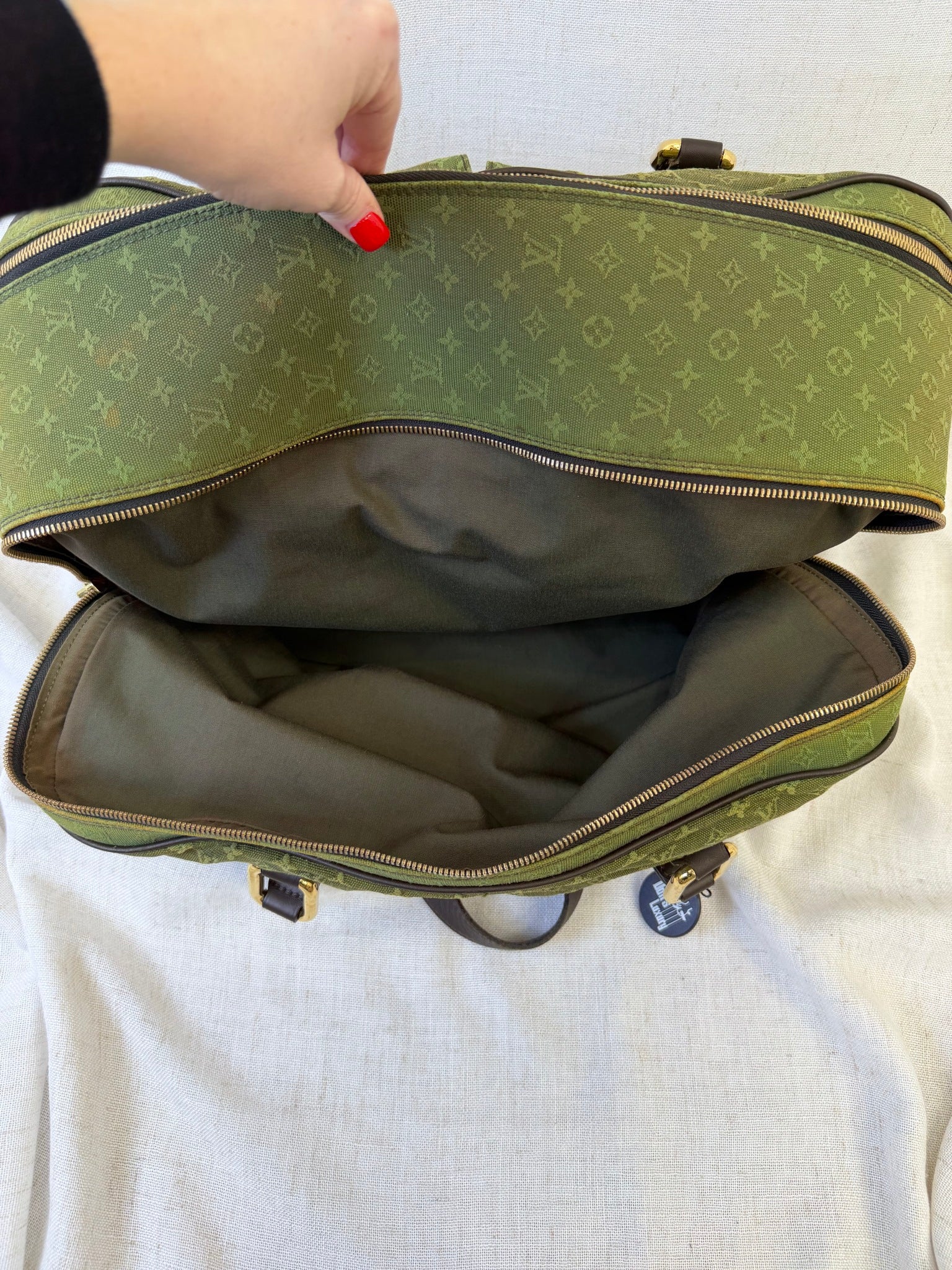 Louis Vuitton Olive Green Monogram Canvas Mini Lin Claudine Duffle Bag
